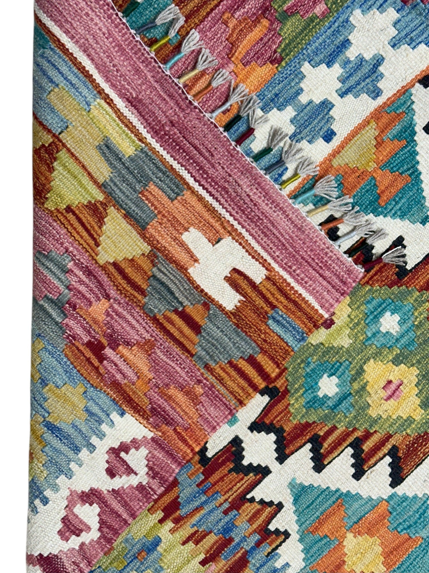 Hand-Woven Afghani Kilim Wool Rug 4'3" x 6'