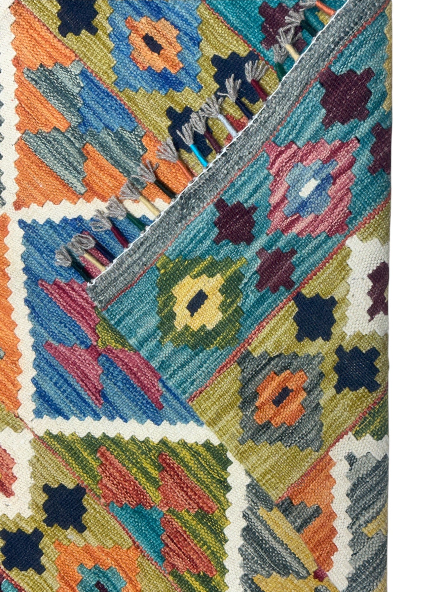 Hand-Woven Afghani Kilim Wool Rug 5'1" x 6'4"