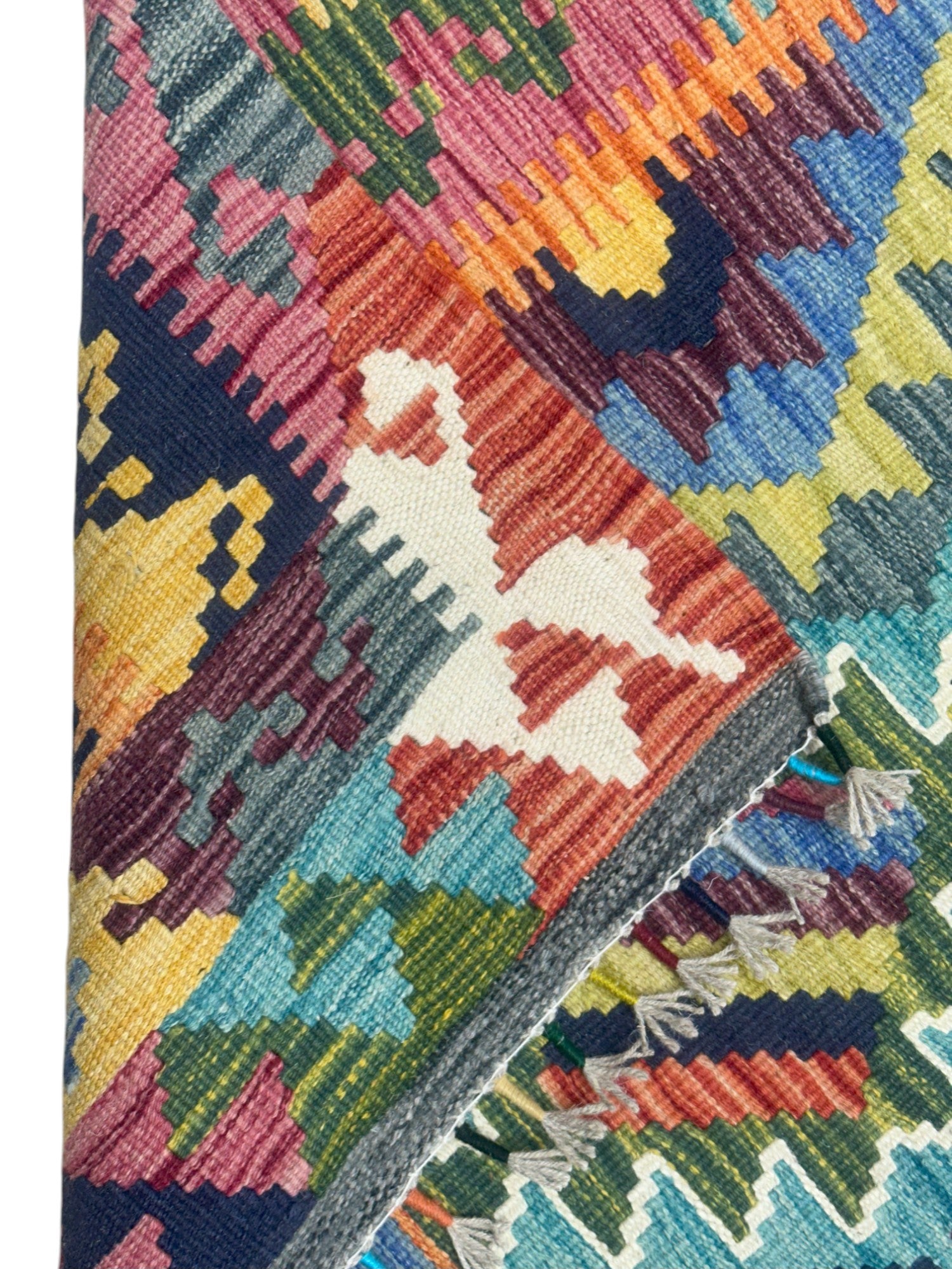 Hand-Woven Afghani Kilim Wool Rug 4'9" x 6'2"