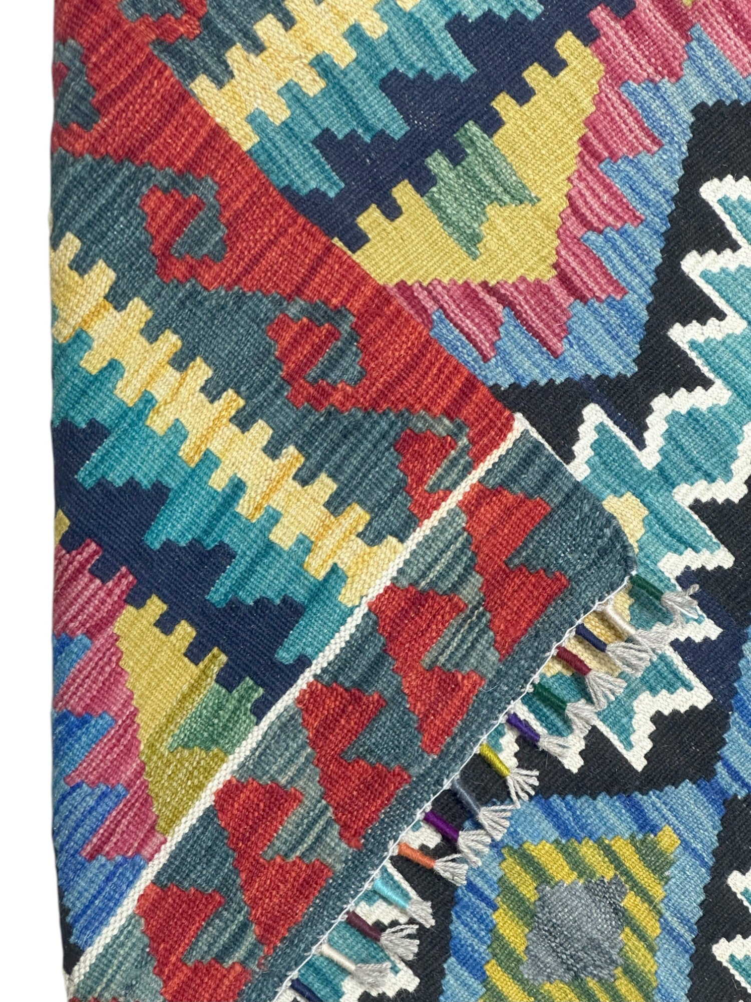Hand-Woven Afghani Kilim Wool Rug 3'7" x 5'6"
