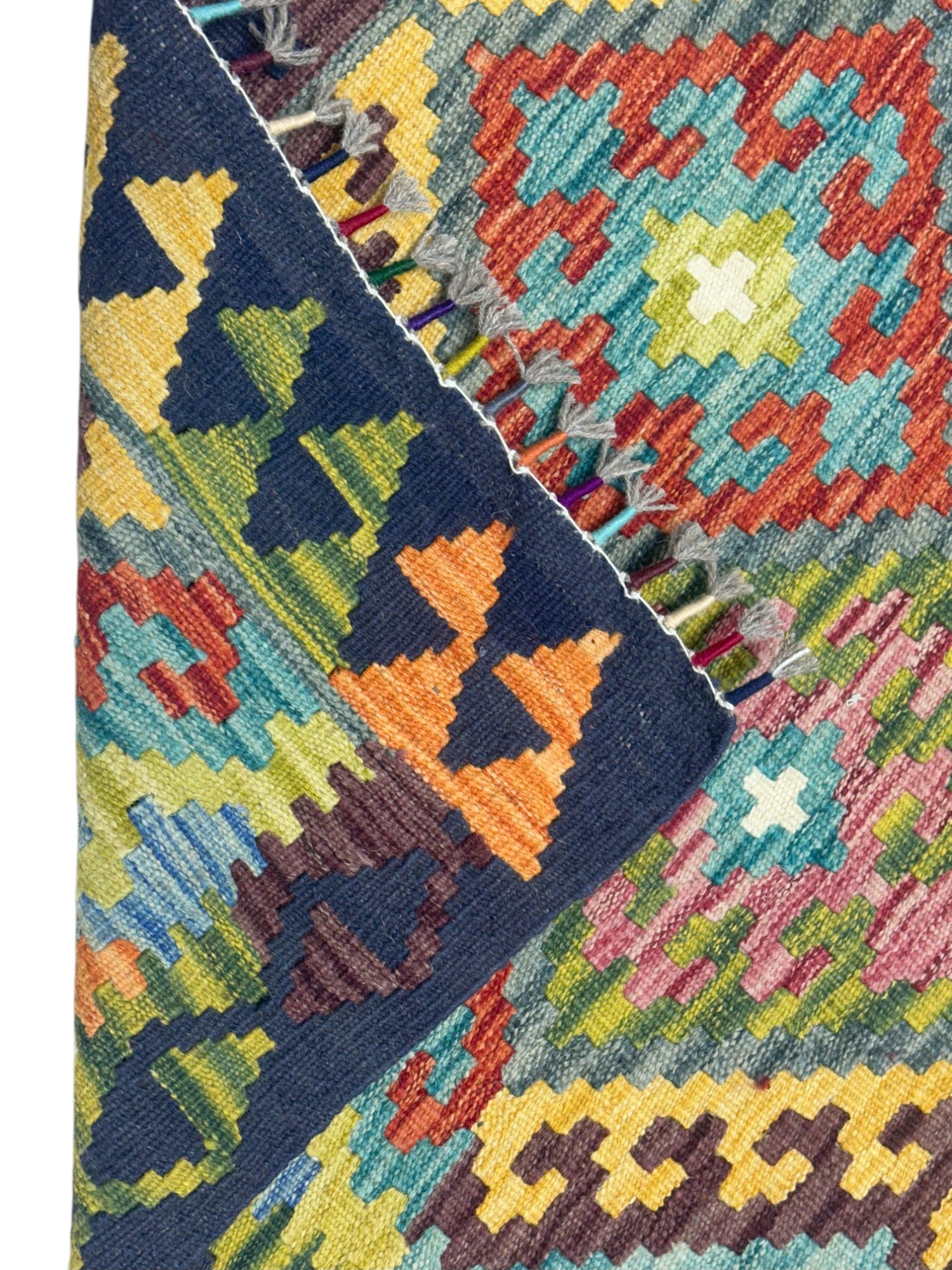 Hand-Woven Afghani Kilim Wool Rug 5'3" x 6'6"