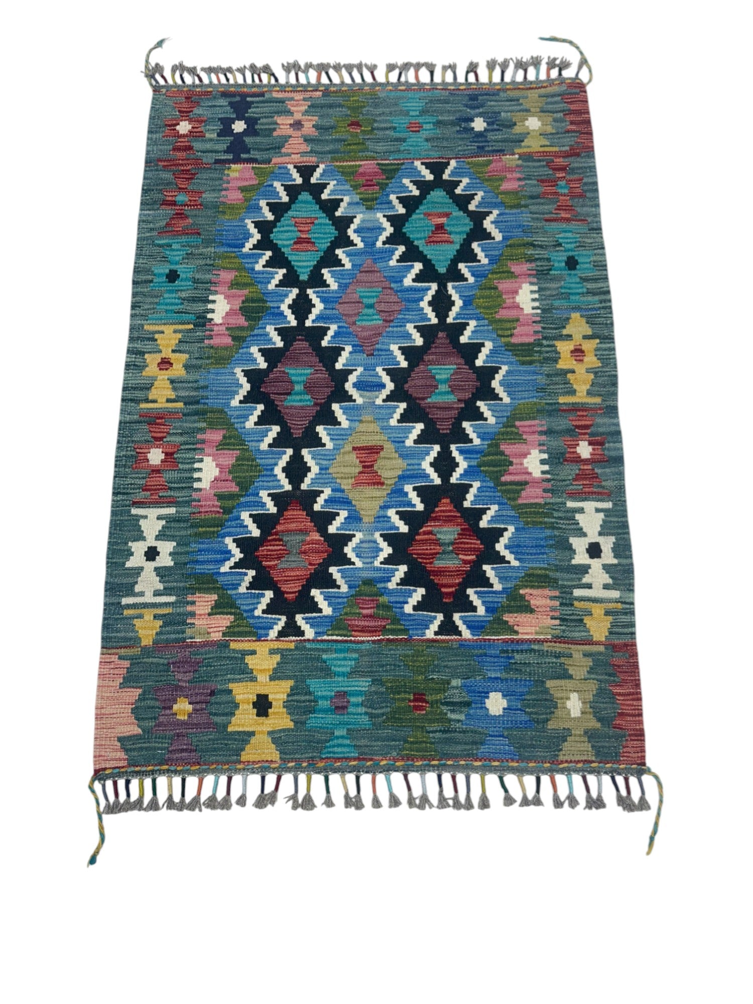 Hand-Woven Afghani Kilim Wool Rug 2'9" x 6'6"