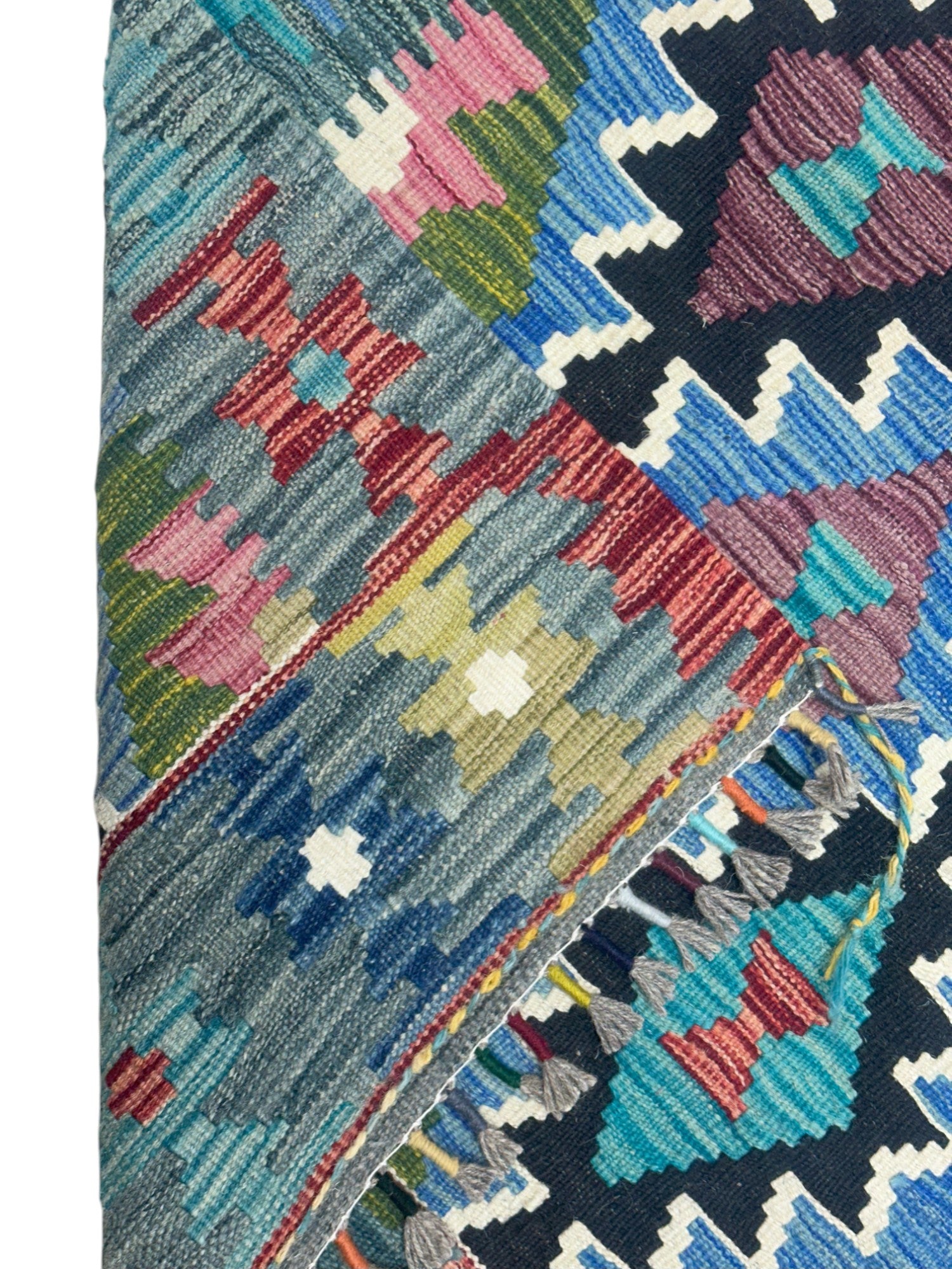 Hand-Woven Afghani Kilim Wool Rug 2'9" x 6'6"