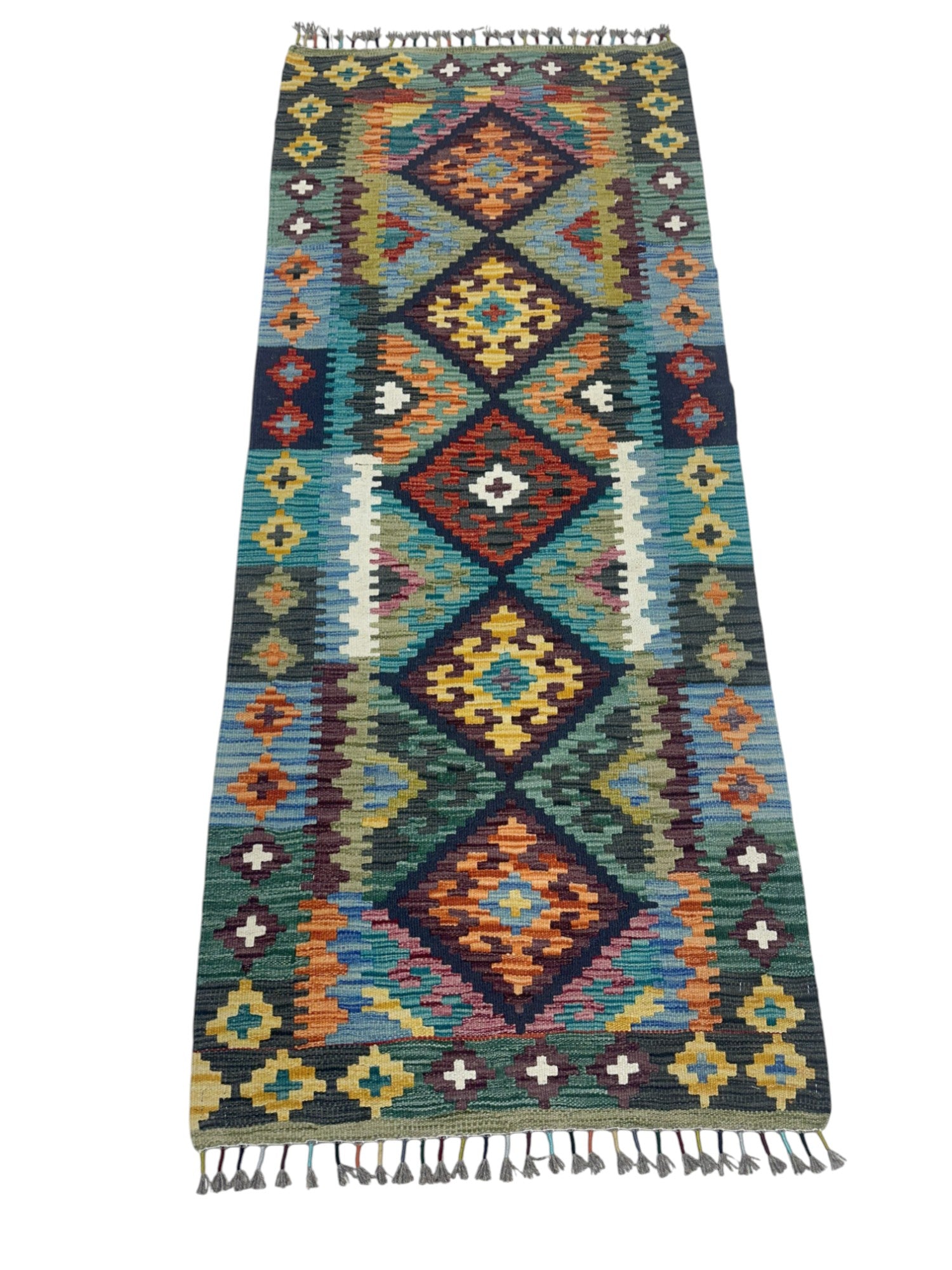 Hand-Woven Afghani Kilim Wool Rug 2'9" x 4'1"