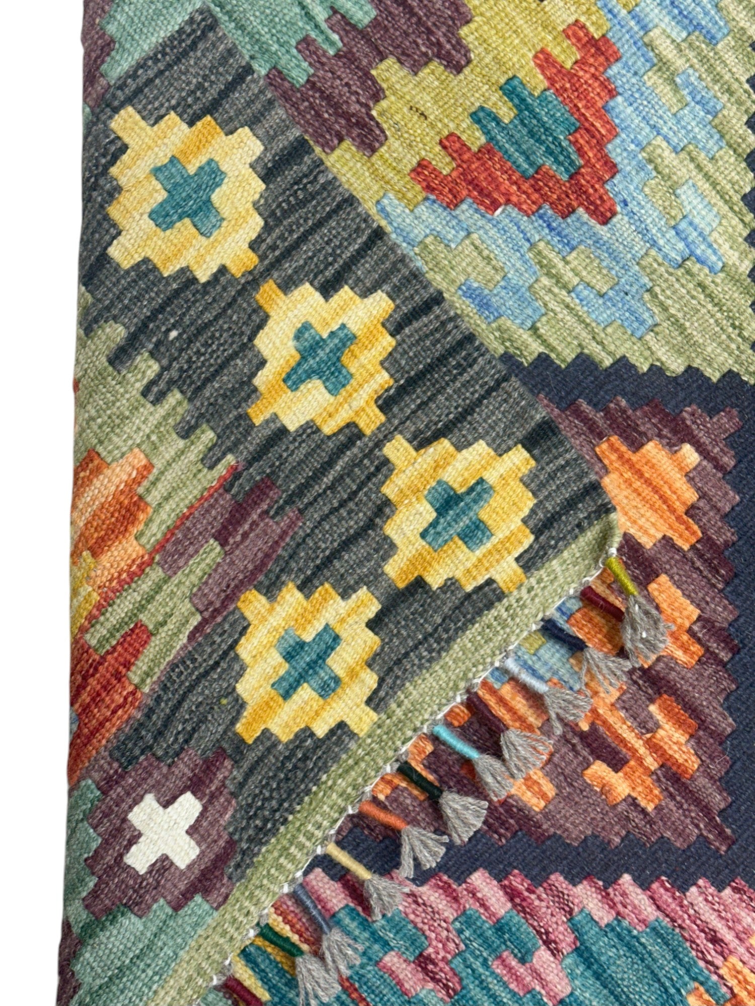 Hand-Woven Afghani Kilim Wool Rug 2'9" x 4'1"