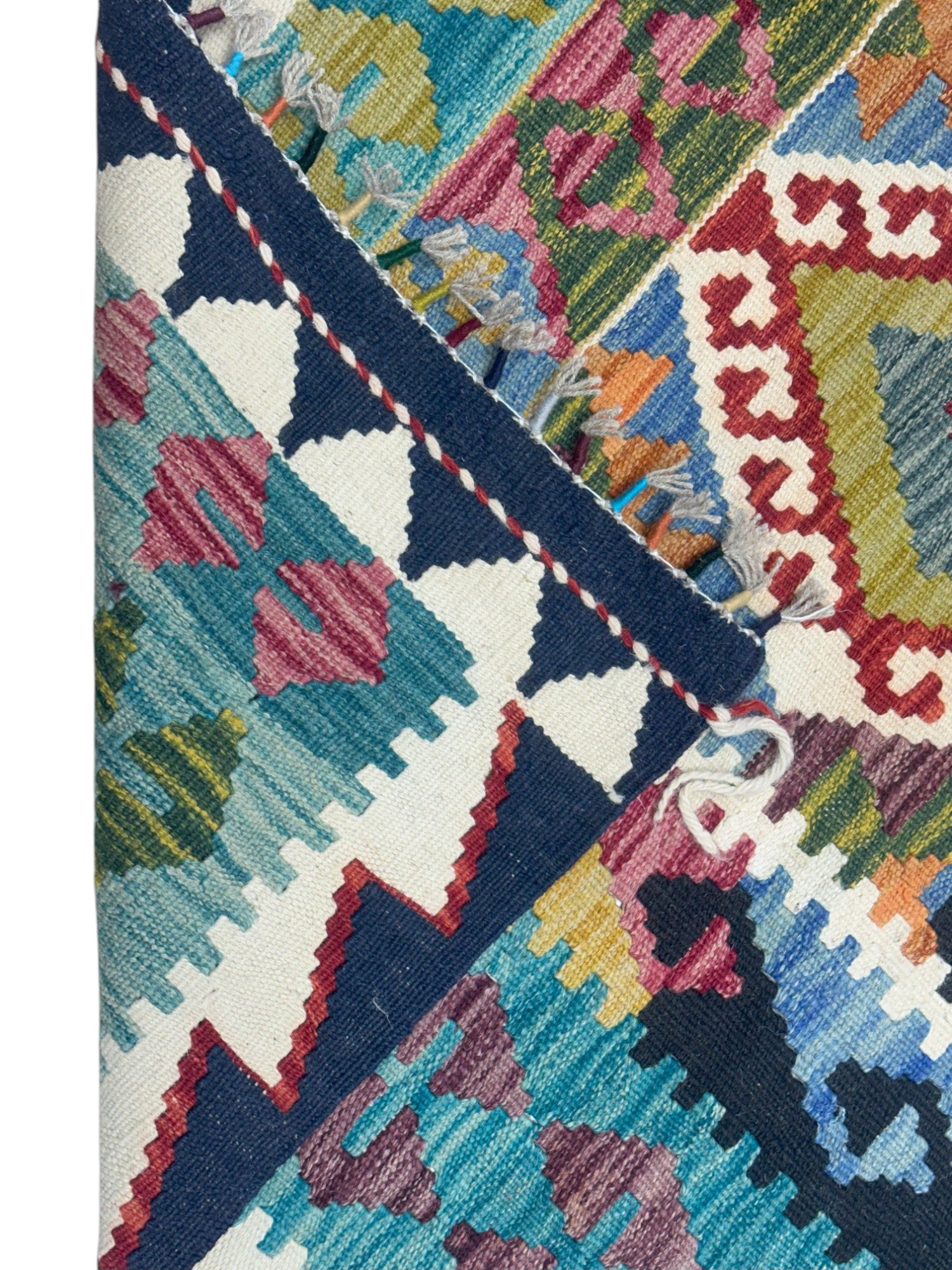 Hand-Woven Afghani Kilim Wool Rug 5' x 6'3"