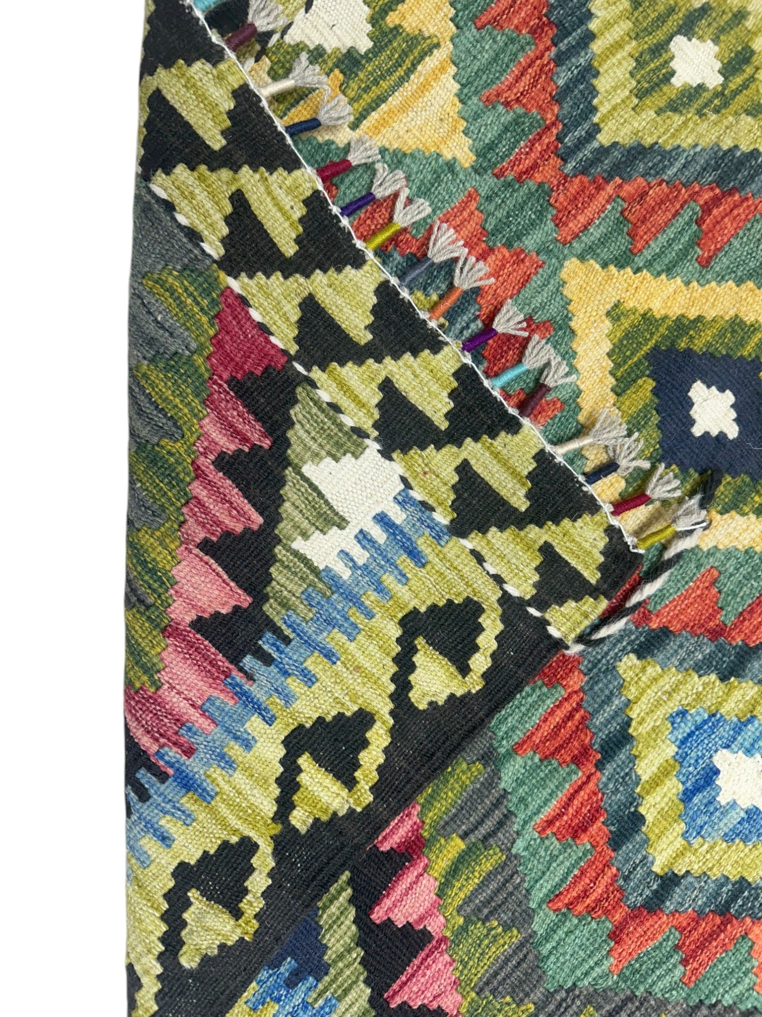 Hand-Woven Afghani Kilim Wool Rug 3'6" x 5’1”