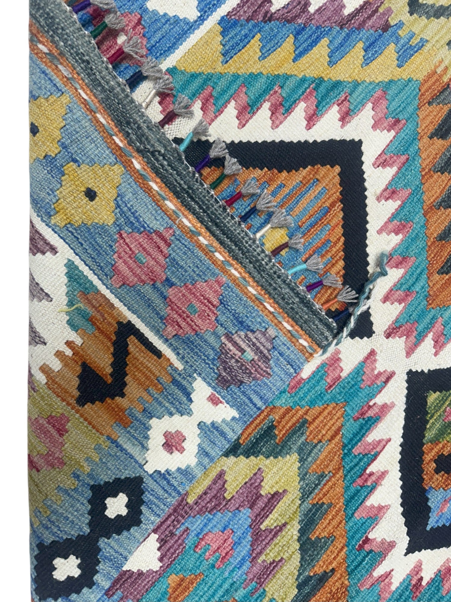 Hand-Woven Afghani Kilim Wool Rug 3'4" x 4'10"