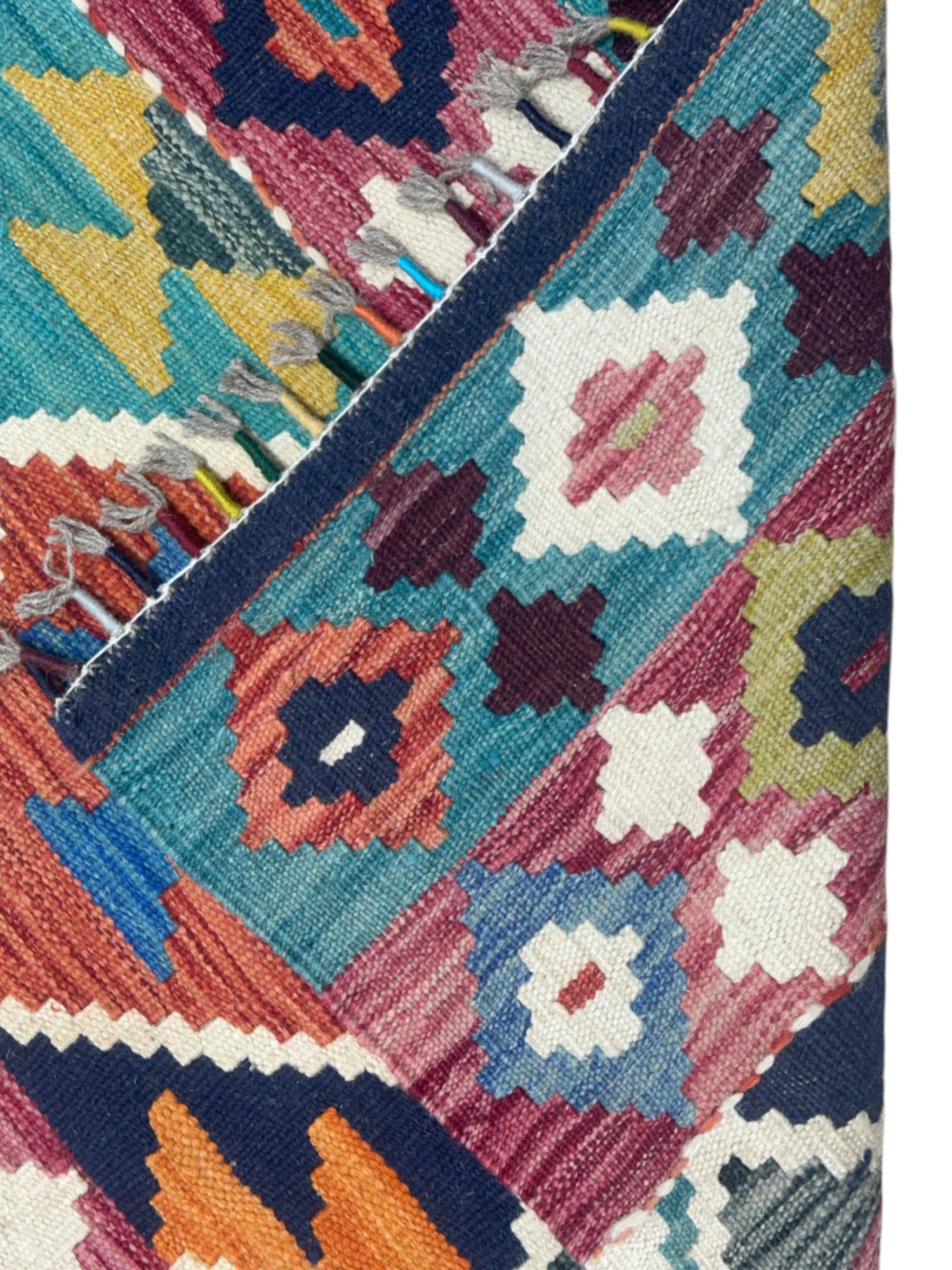 Hand-Woven Afghani Kilim Wool Rug 5'1" x 6'9"
