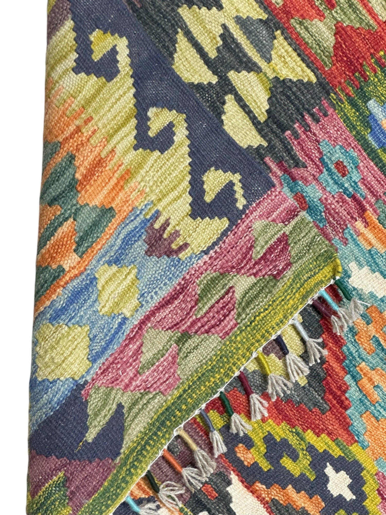 Hand-Woven Afghani Kilim Wool Rug 4'4" x 5'10"