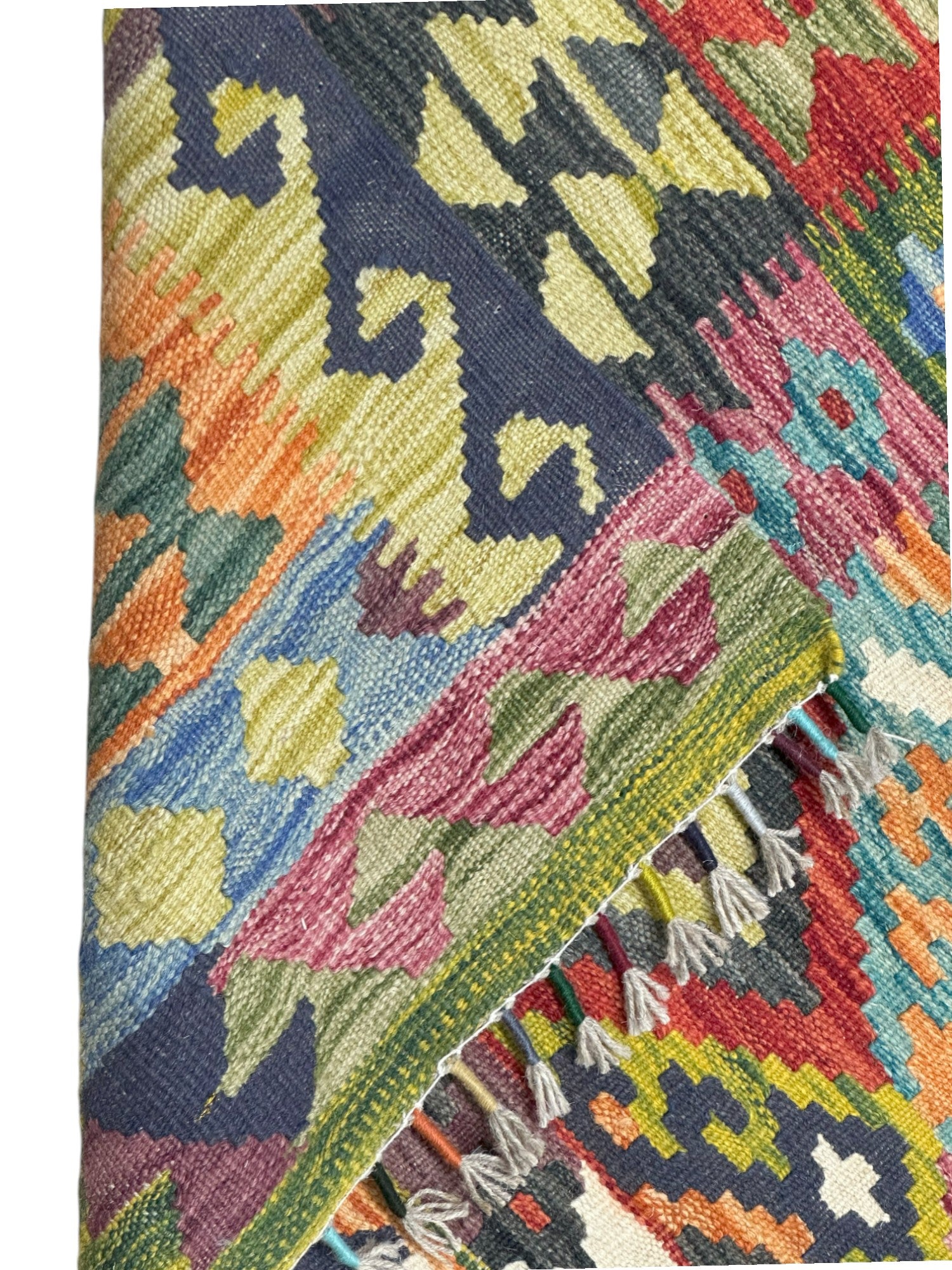 Hand-Woven Afghani Kilim Wool Rug 5' x 6'6"