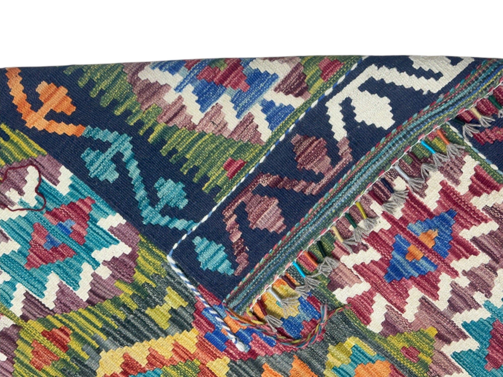 Hand-Woven Afghani Kilim Wool Rug 5'1" x 6'8"