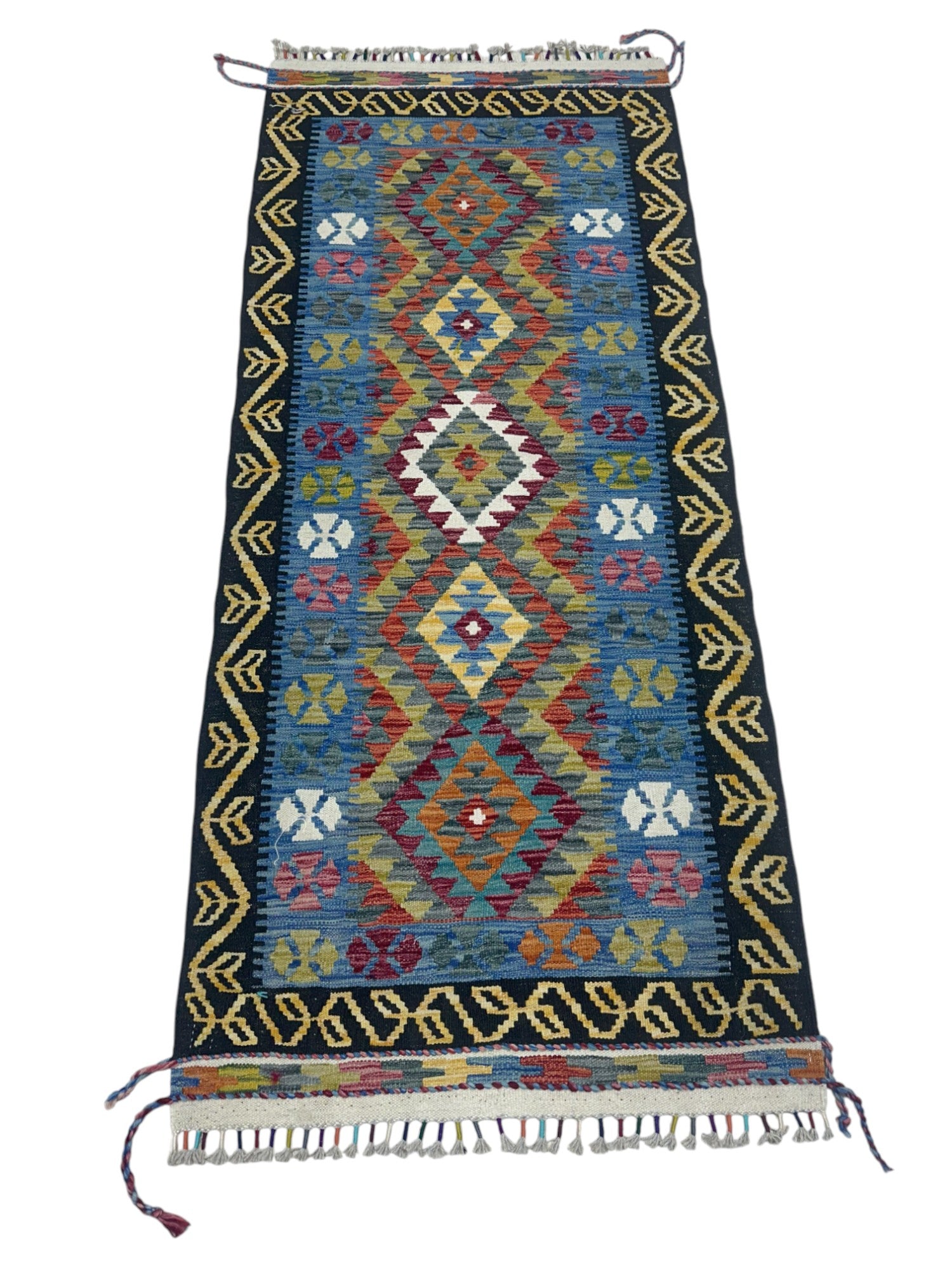 Hand-Woven Afghani Kilim Wool Rug 3'8" x 4'8"