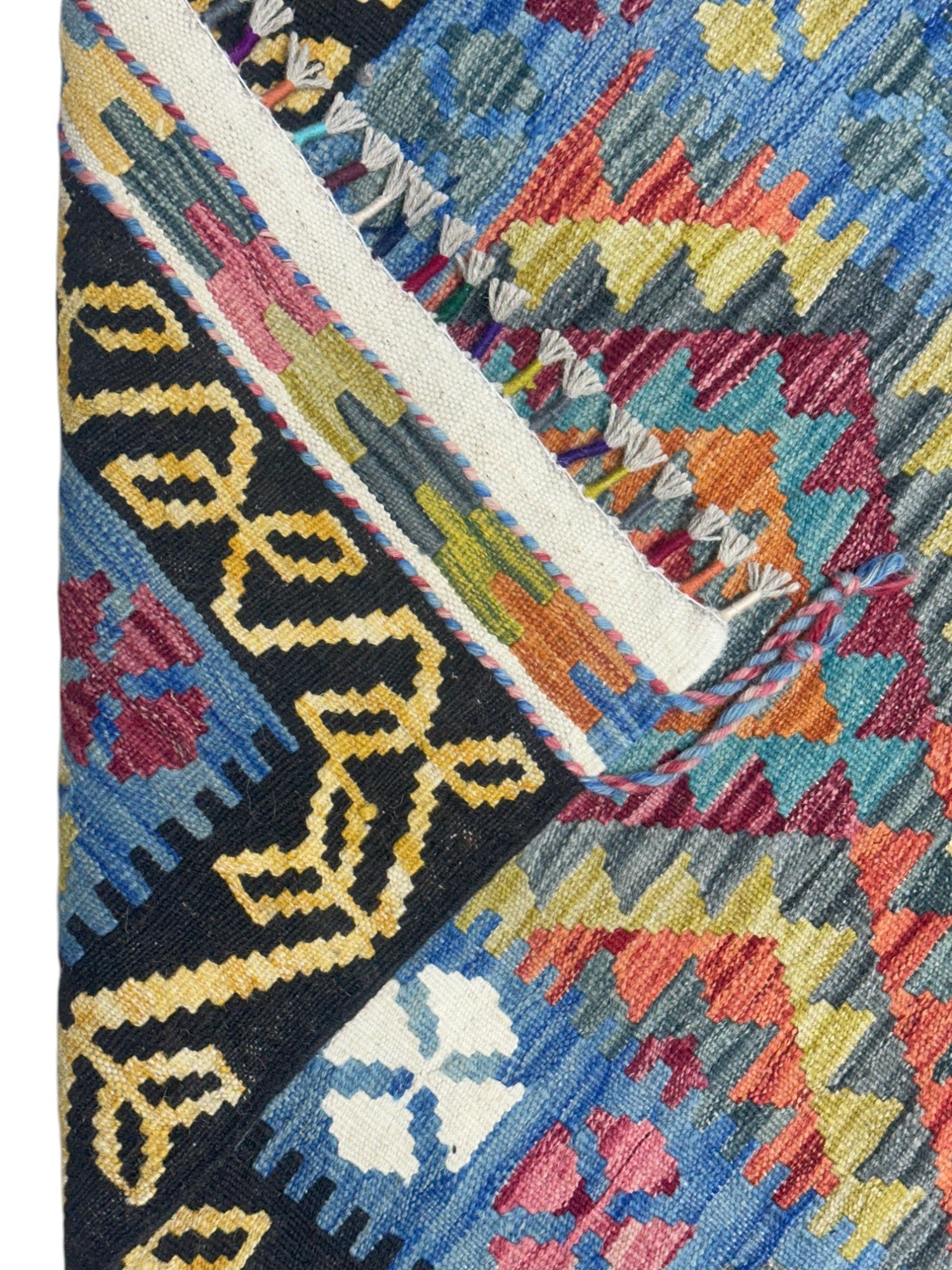 Hand-Woven Afghani Kilim Wool Rug 3'8" x 4'8"
