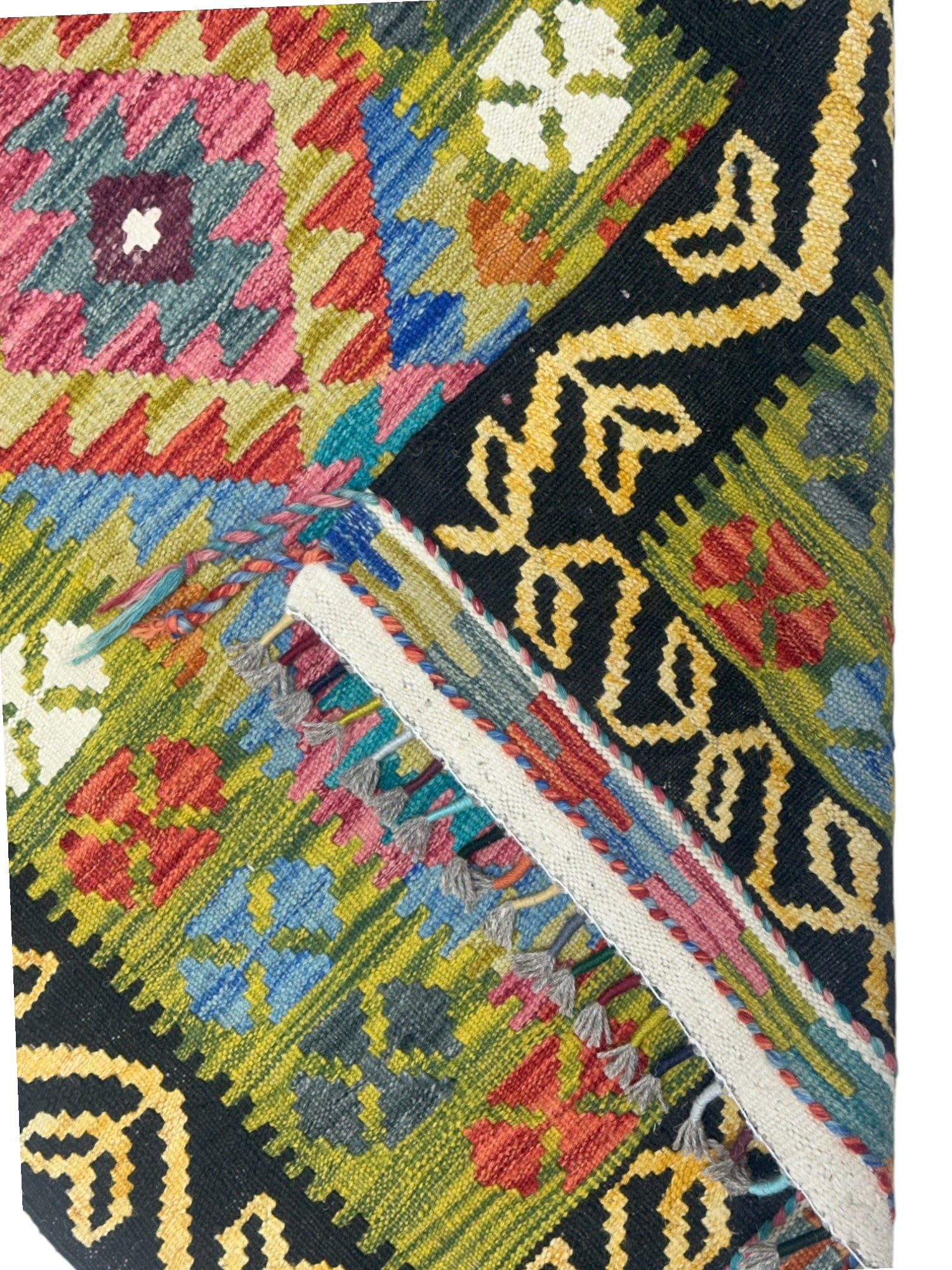 Hand-Woven Afghani Kilim Wool Rug 3'3" x 5'1"