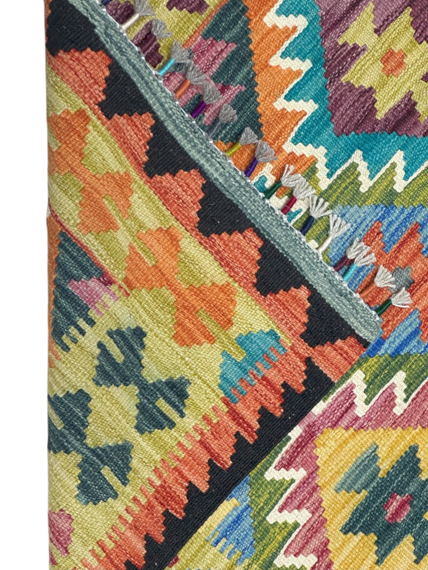 Hand-Woven Afghani Kilim Wool Rug 3'6" x 5'2"