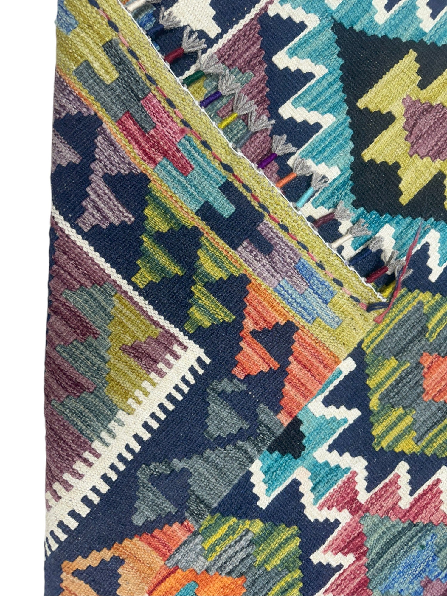 Hand-Woven Afghani Kilim Wool Rug 3'5" x 4'11"