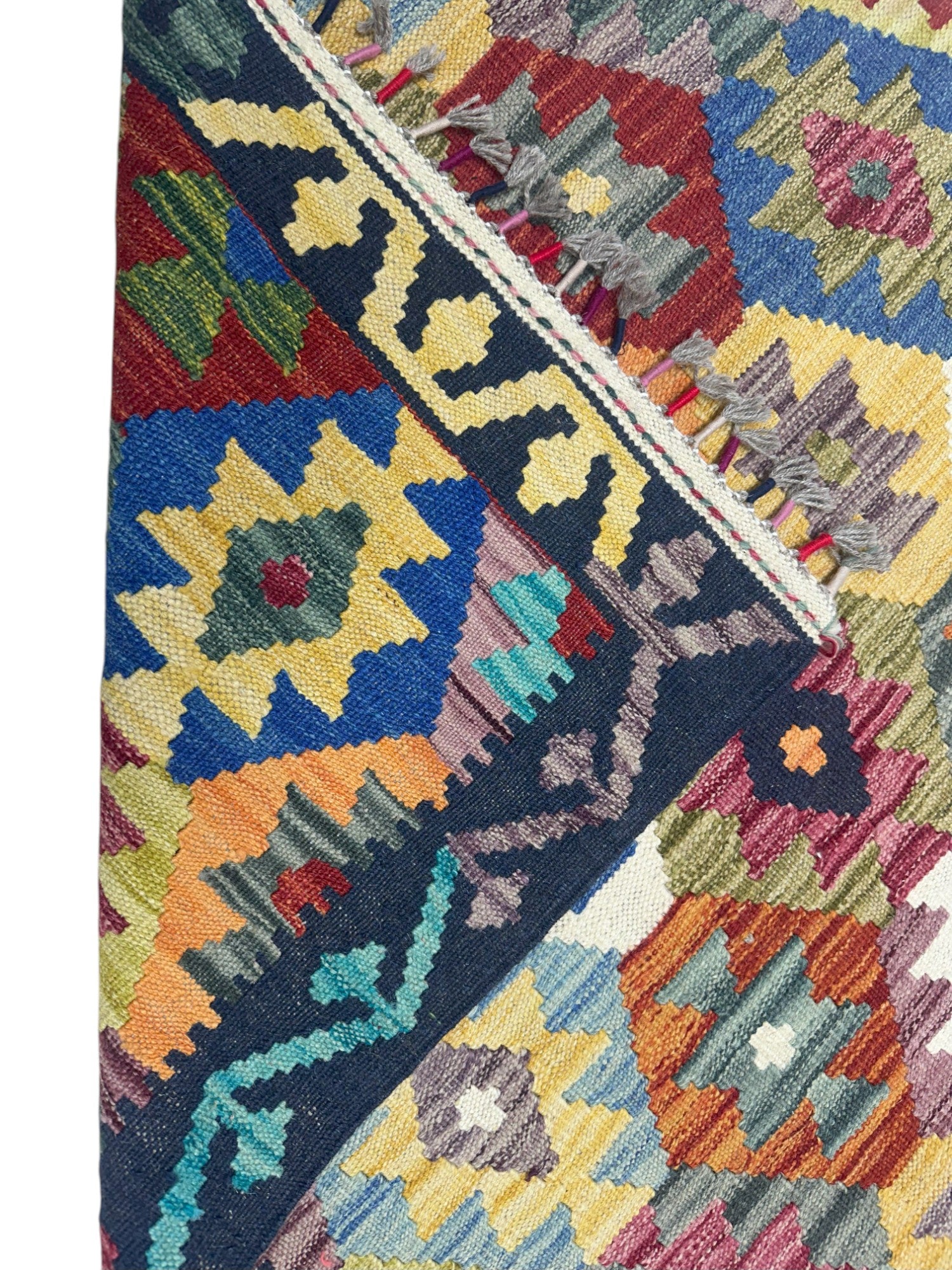 Hand-Woven Afghani Kilim Wool Rug 3'5" x 4'11"