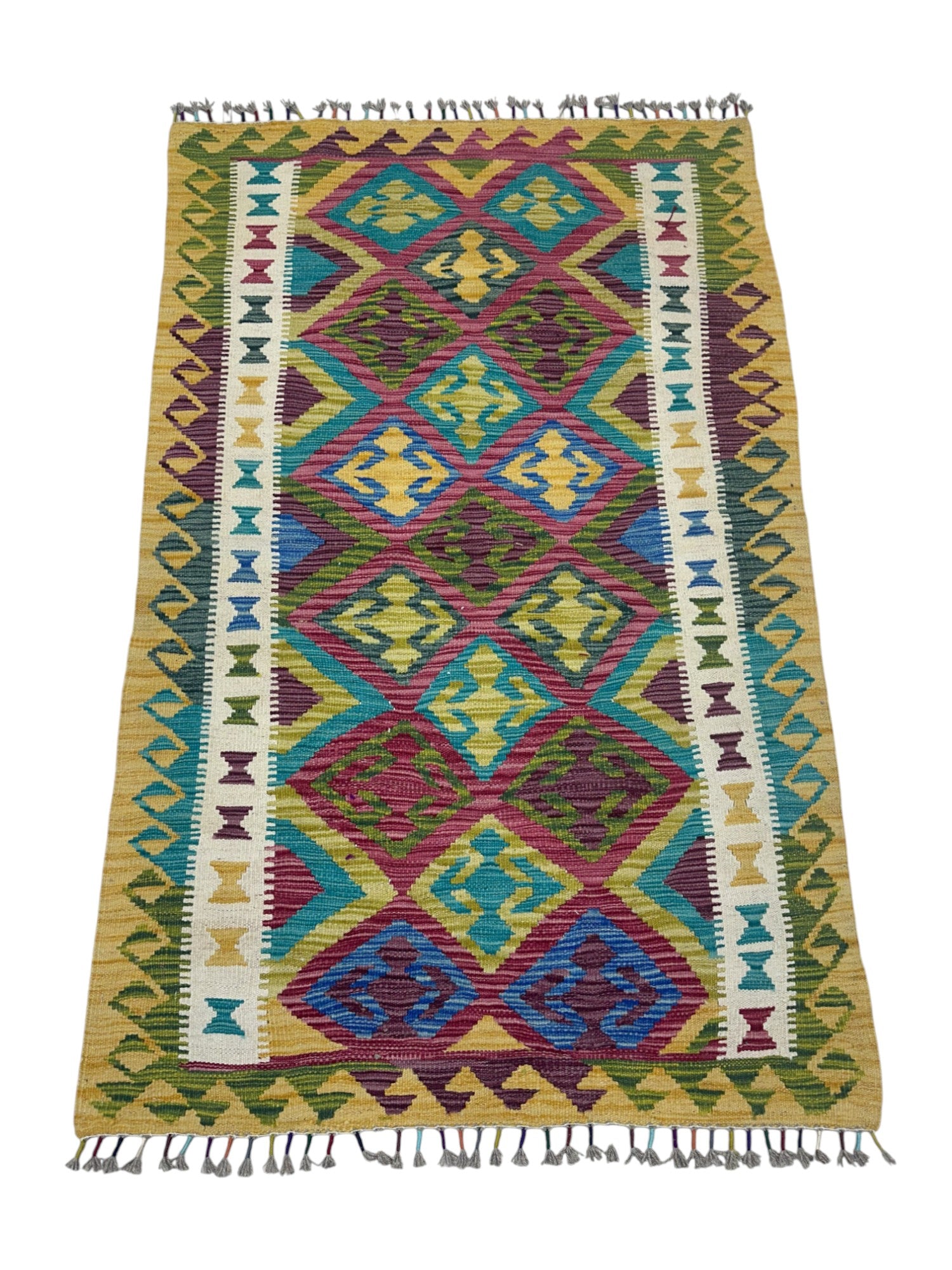 Hand-Woven Afghani Kilim Wool Rug 3'3" x 5’3”