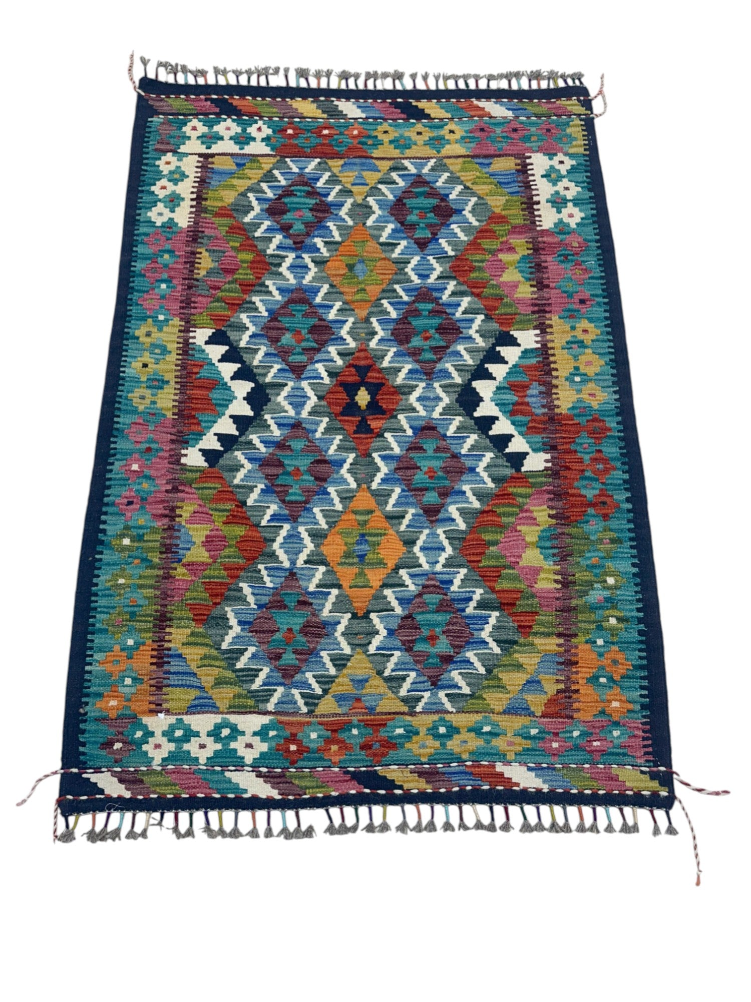 Hand-Woven Afghani Kilim Wool Rug 3'5" x 5'1"