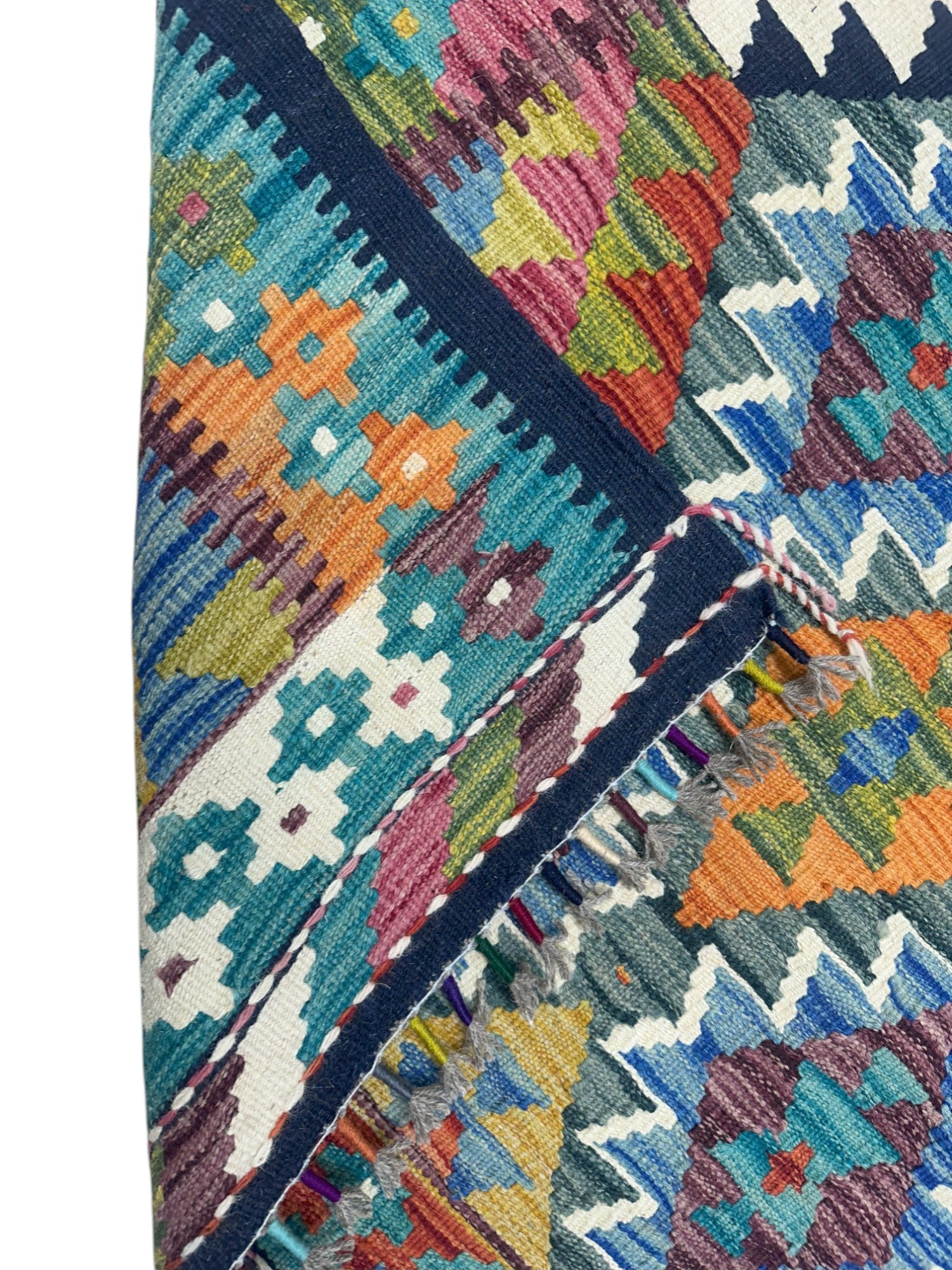 Hand-Woven Afghani Kilim Wool Rug 3'5" x 5'1"