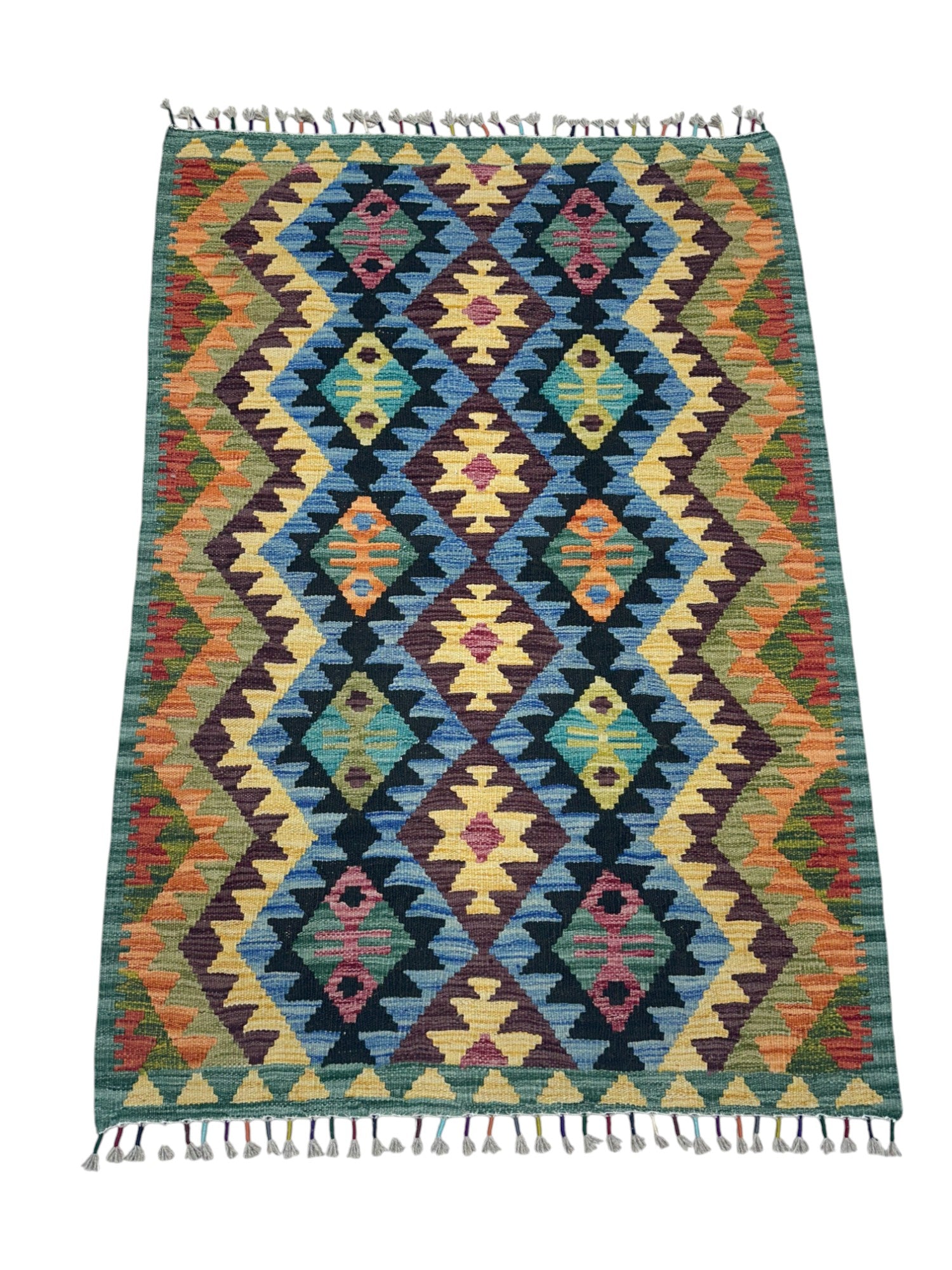 Hand-Woven Afghani Kilim Wool Rug 3'4" x 5'