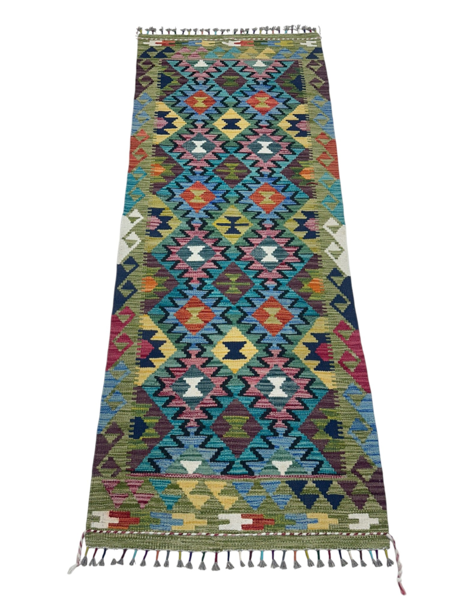 Hand-Woven Afghani Kilim Wool Rug 3'7" x 4'7"