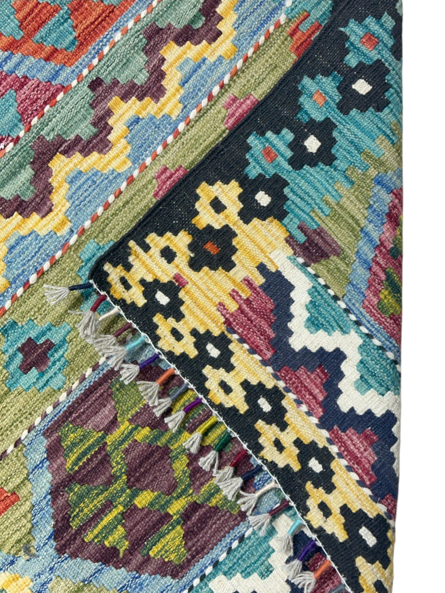 Hand-Woven Afghani Kilim Wool Rug 3'4" x 4'9"