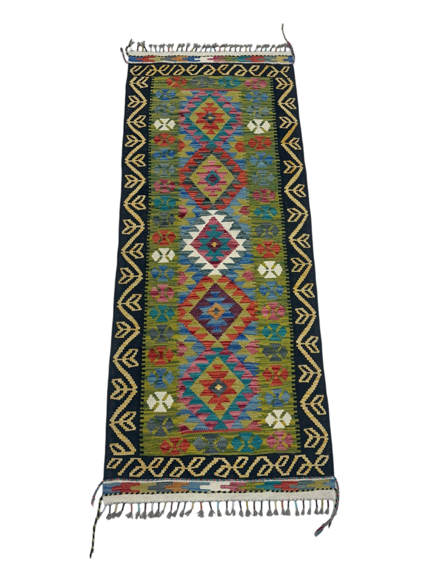 Hand-Woven Afghani Kilim Wool Rug 4'5" x 5'8"