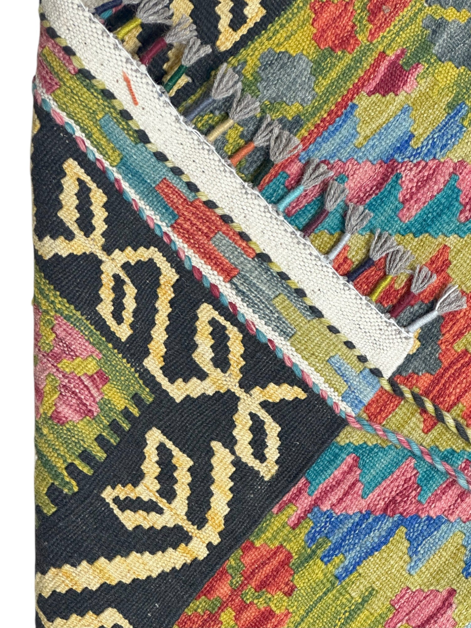 Hand-Woven Afghani Kilim Wool Rug 4'5" x 5'8"