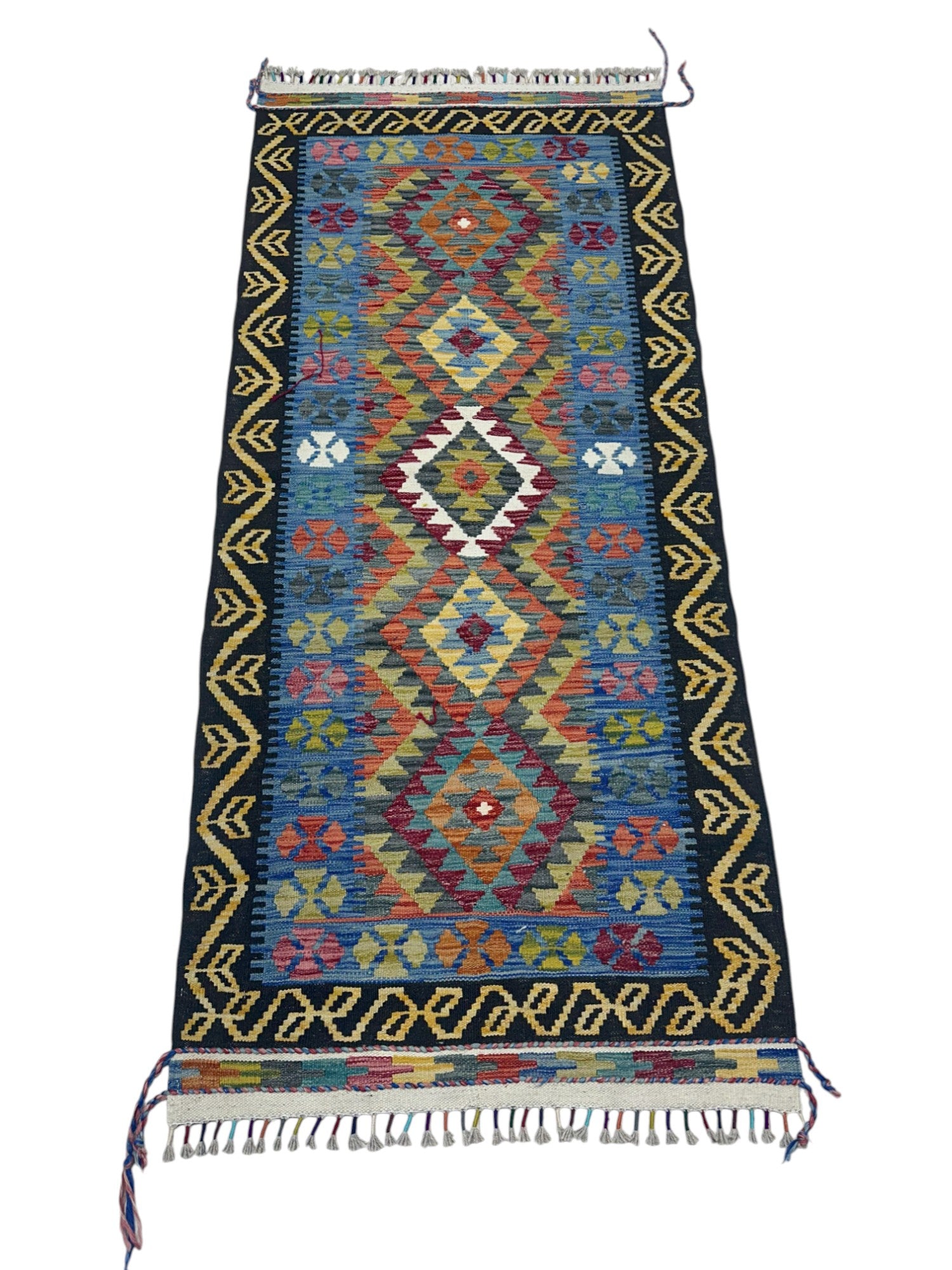Hand-Woven Afghani Kilim Wool Rug 2'7" x 6'6"