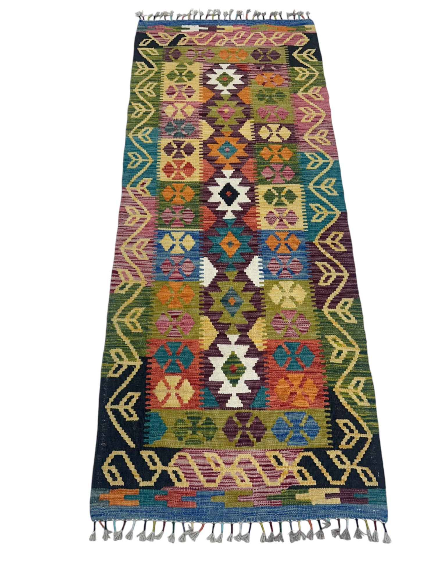 Hand-Woven Afghani Kilim Wool Rug 2'7" x 4'1"