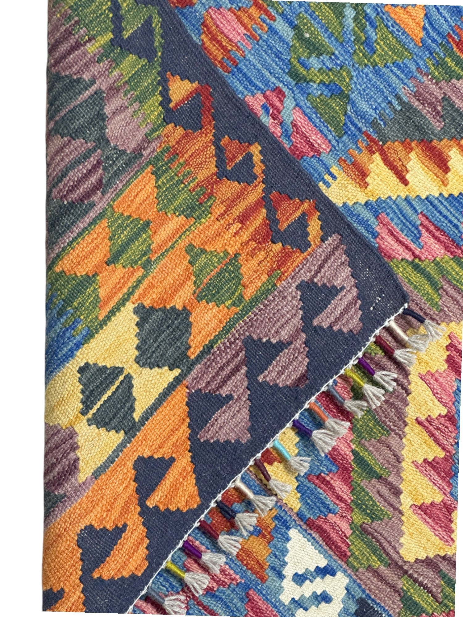 Hand-Woven Afghani Kilim Wool Rug 4’5” x 5’8”