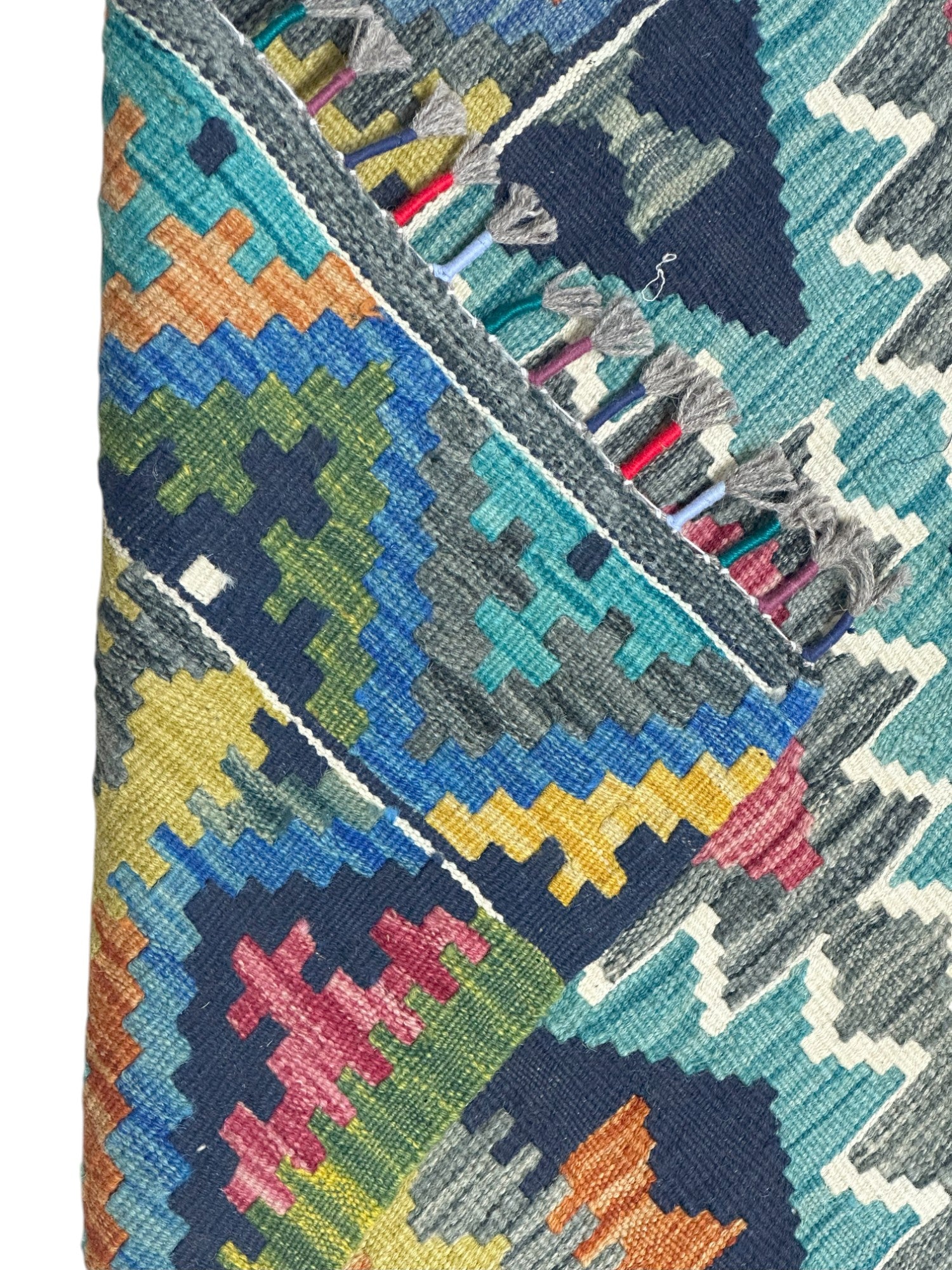 Hand-Woven Afghani Kilim Wool Rug 2'7" x 6'7"