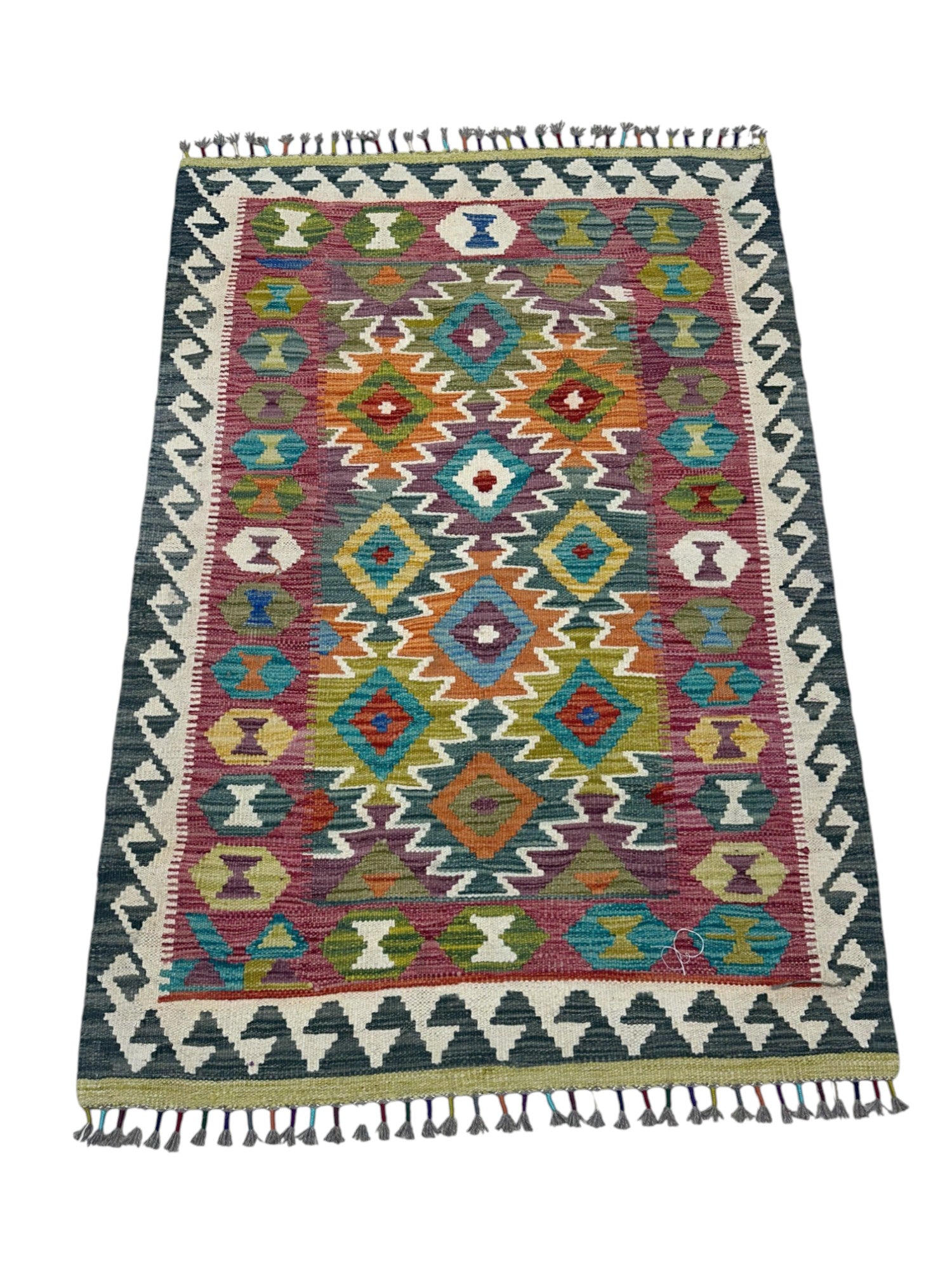 Hand-Woven Afghani Kilim Wool Rug 5'1" x 6'7"