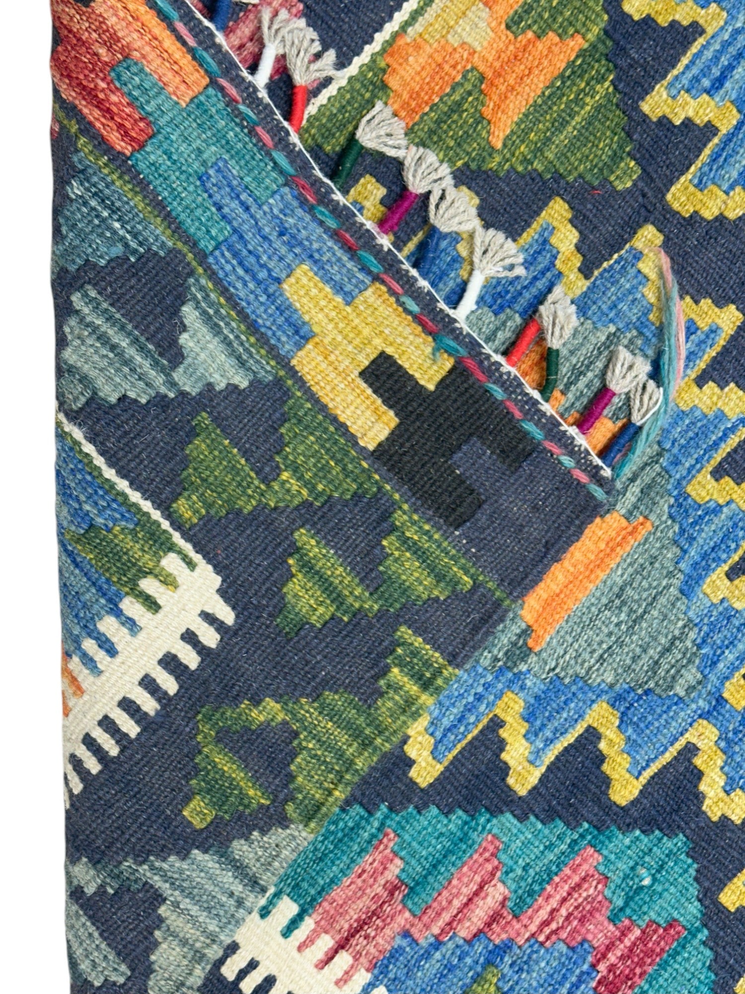 Hand-Woven Afghani Kilim Wool Rug 3'4" x 5'1"