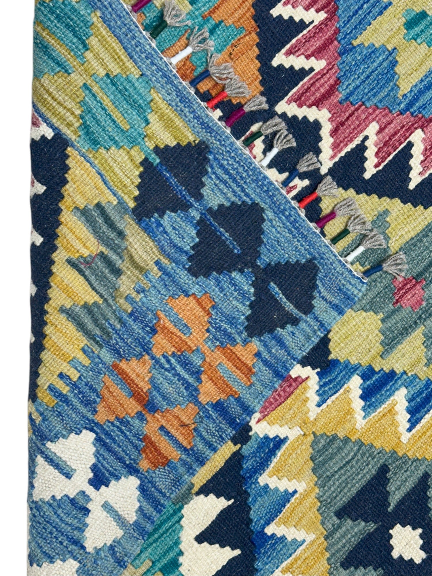 Hand-Woven Afghani Kilim Wool Rug 3'4" x 4'11"