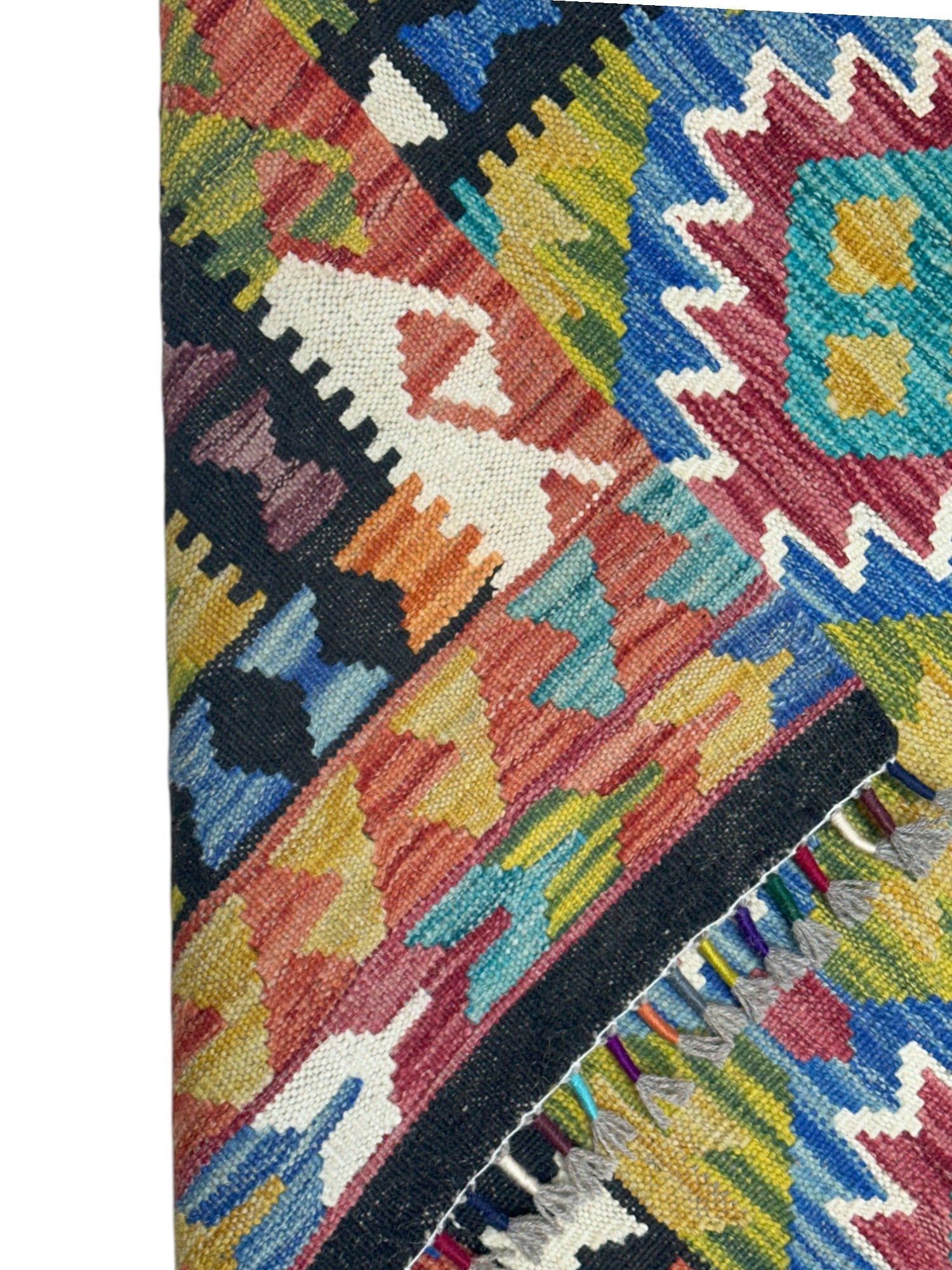 Hand-Woven Afghani Kilim Wool Rug 3'5" x 4’11”