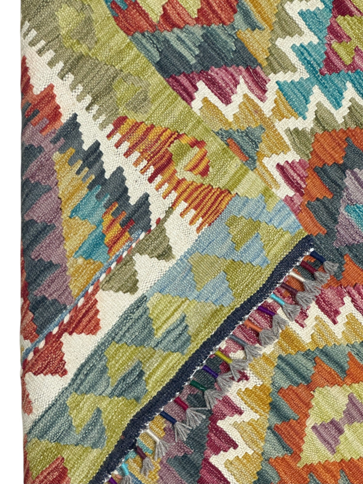 Hand-Woven Afghani Kilim Wool Rug 3'5" x 5'1"