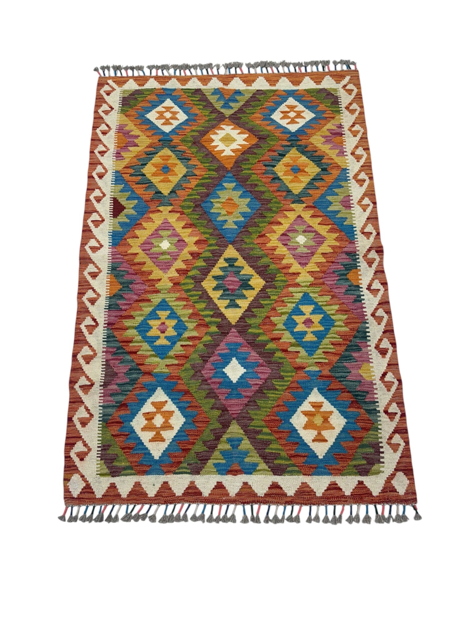 Hand-Woven Afghani Kilim Wool Rug 3'5" x 5'