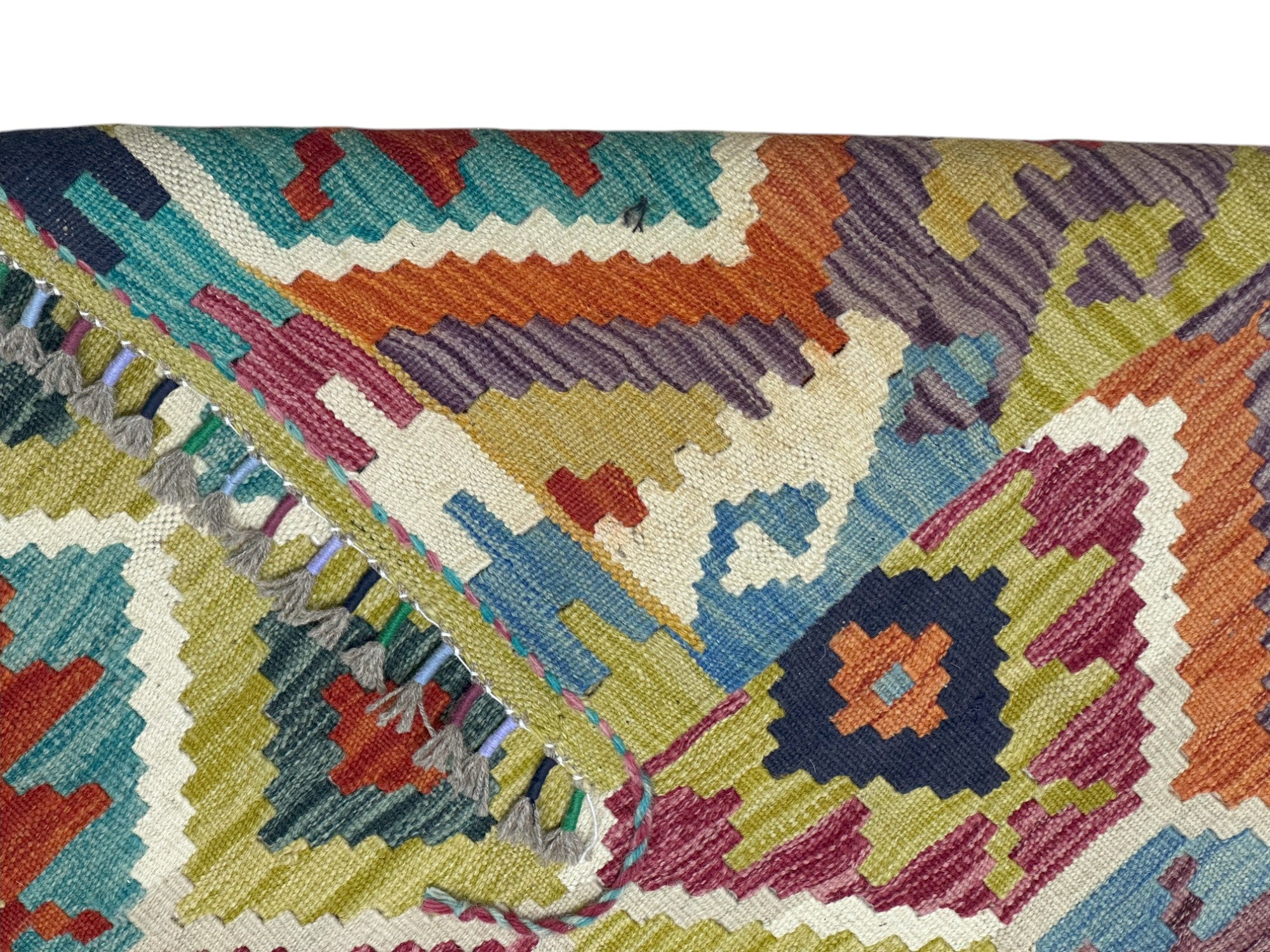 Hand-Woven Afghani Kilim Wool Rug 3'4" x 4'10"