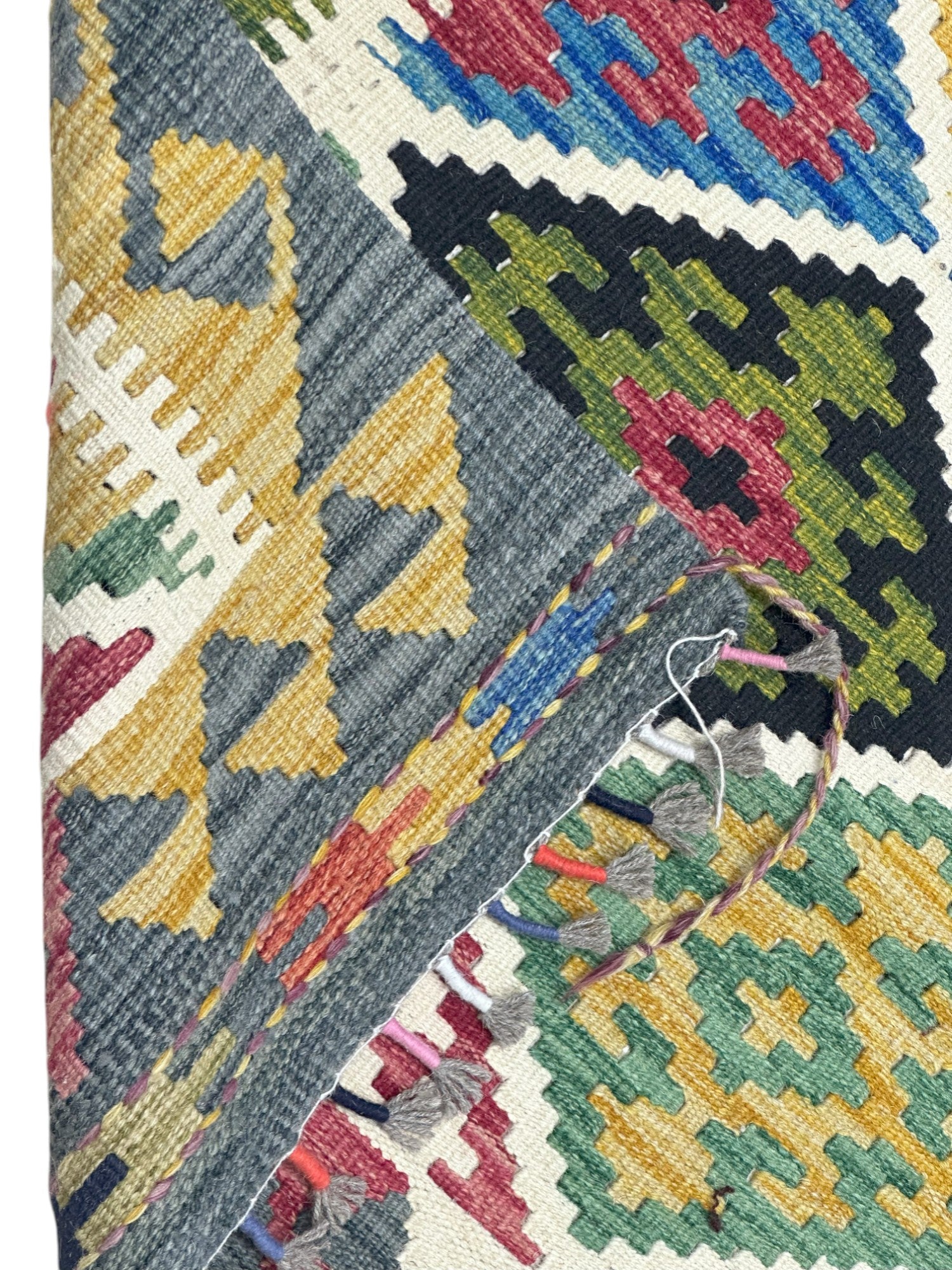 Hand-Woven Afghani Kilim Wool Rug 3'4" x 4'10"