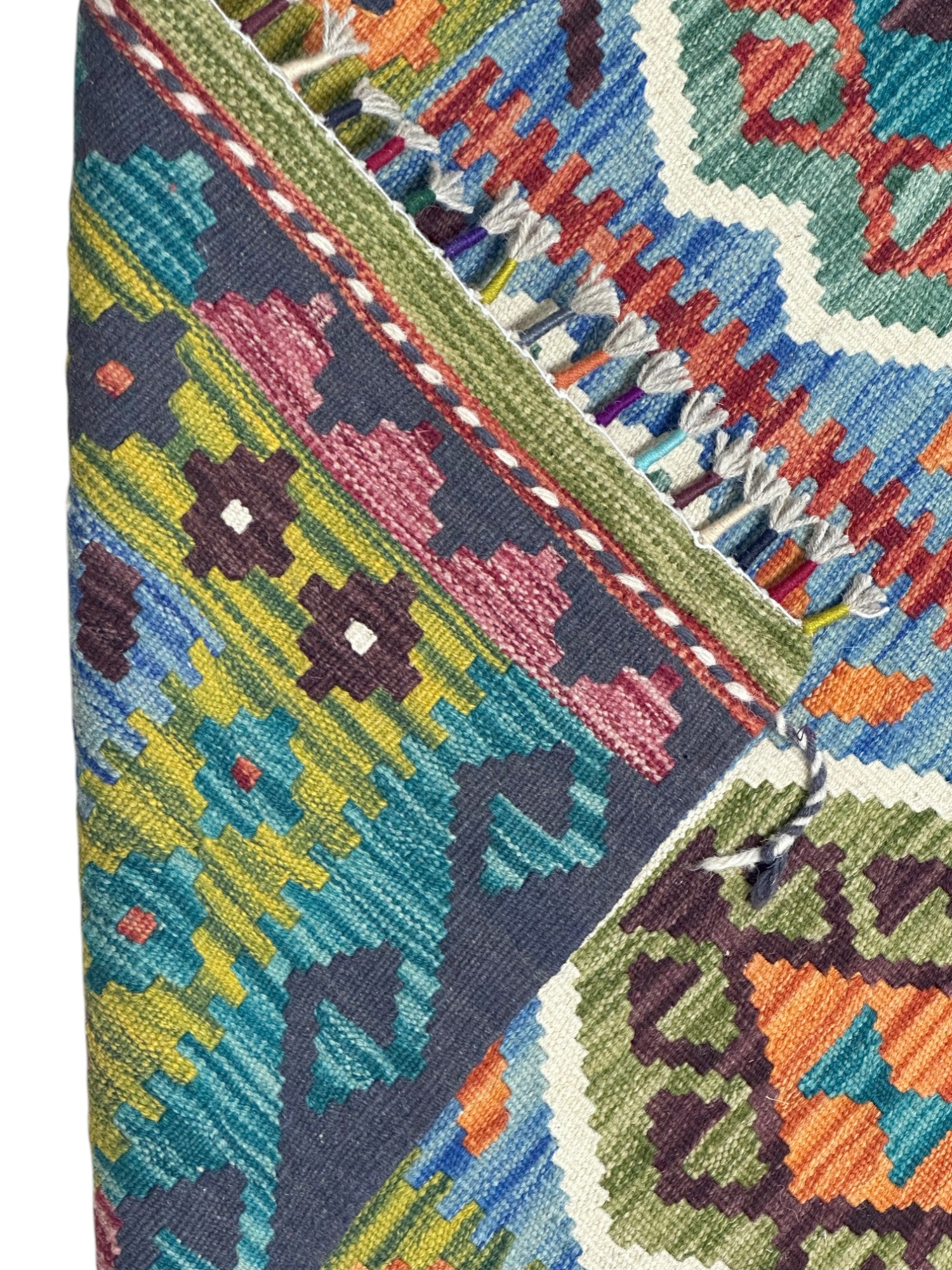 Hand-Woven Afghani Kilim Wool Rug 2'7" x 6'6"