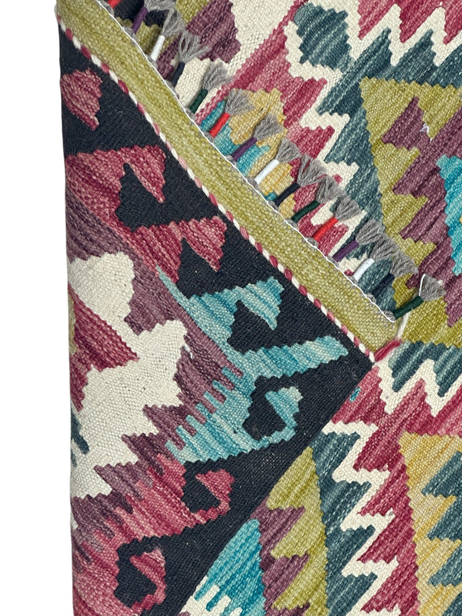 Hand-Woven Afghani Kilim Wool Rug 3'5" x 4'11"