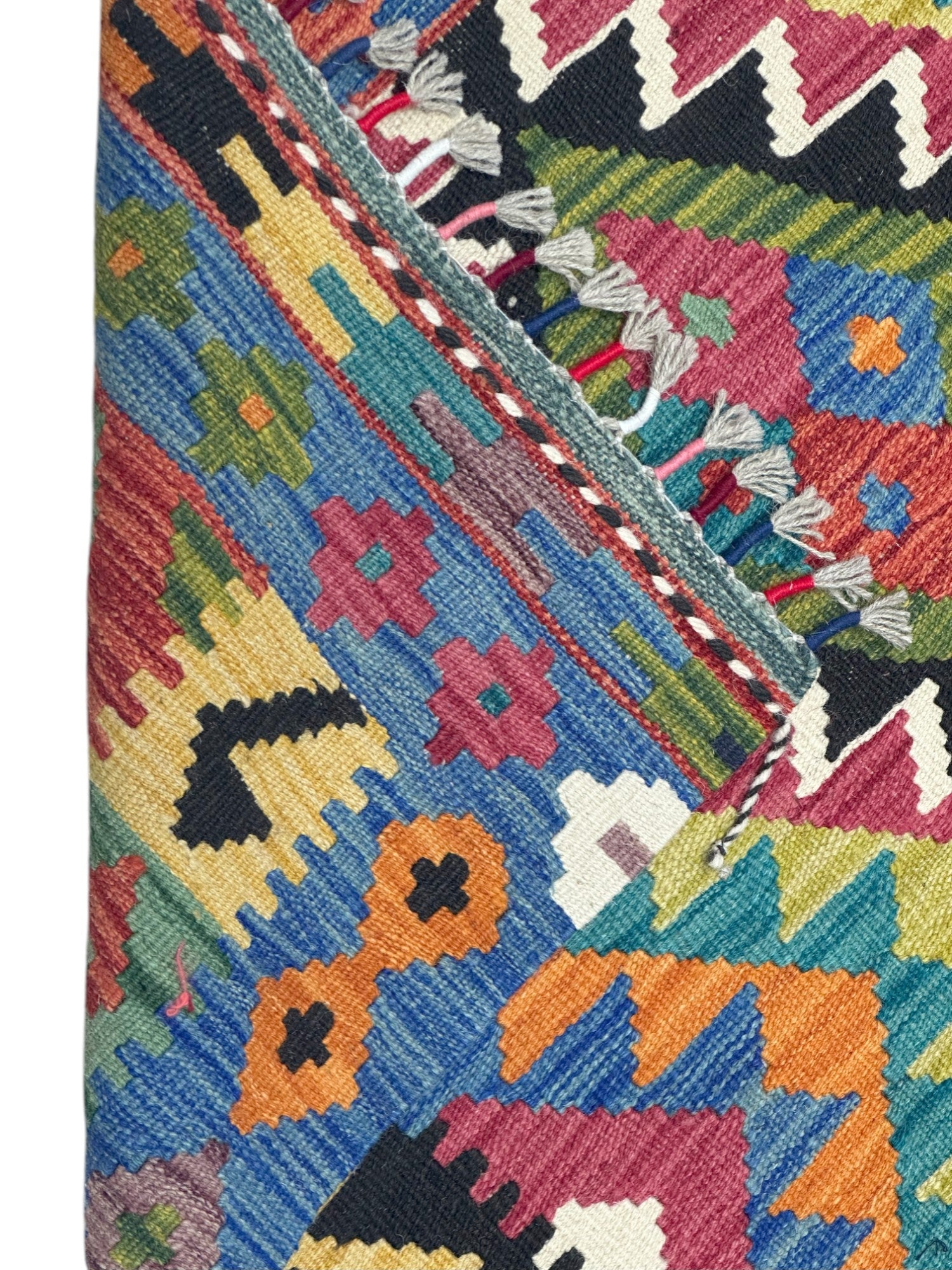 Hand-Woven Afghani Kilim Wool Rug 3'5" x 4'11"