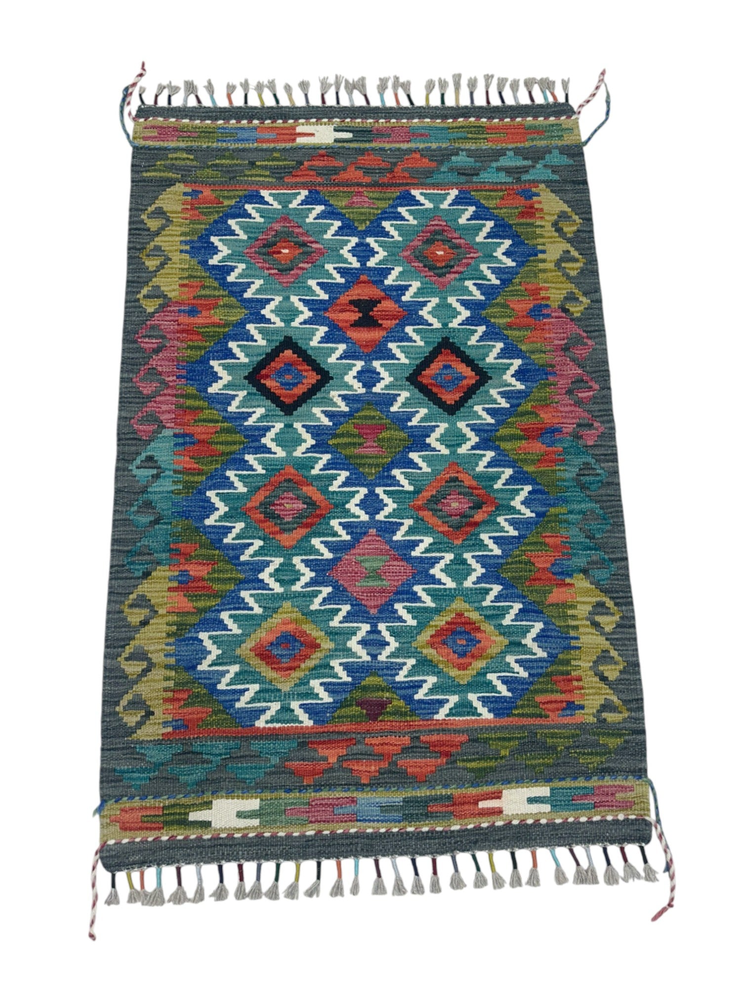 Hand-Woven Afghani Kilim Wool Rug 2'7” x 4’