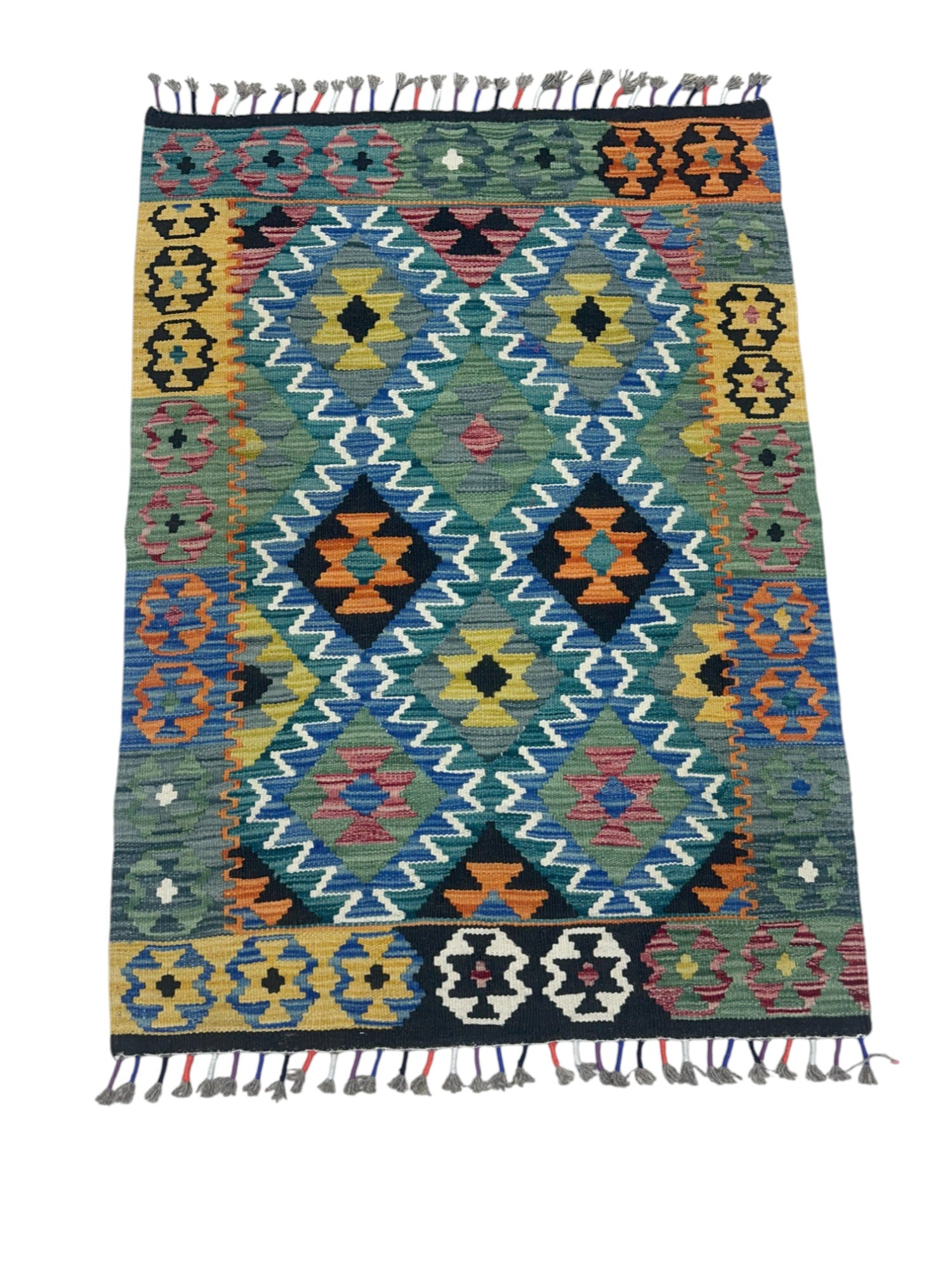 Hand-Woven Afghani Kilim Wool Rug 3'5" x 5'