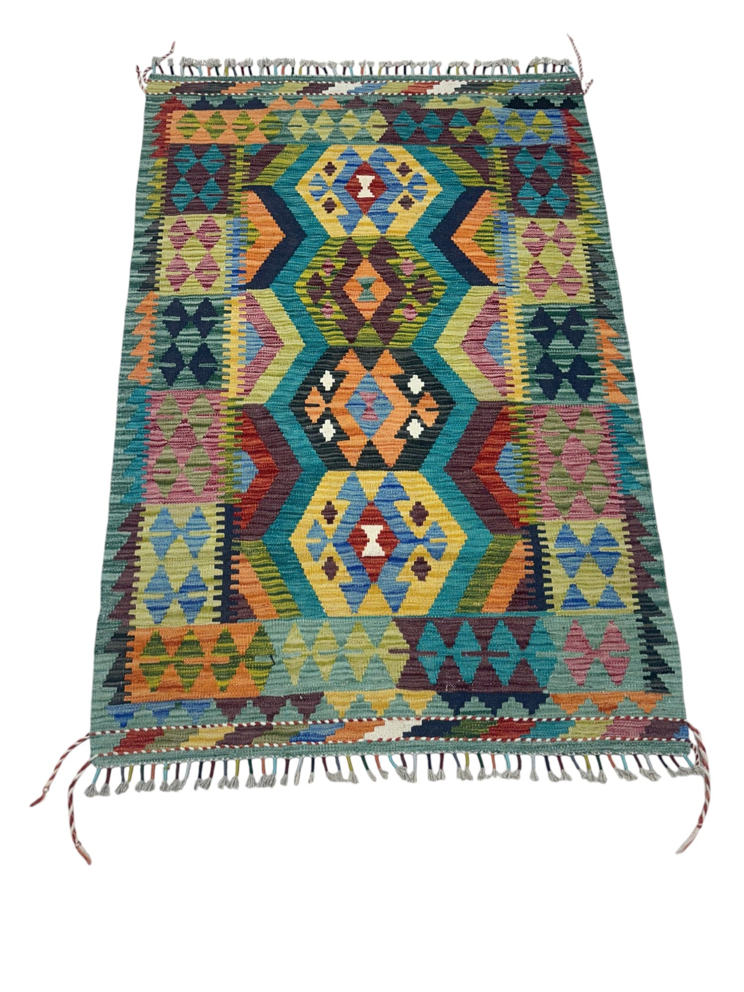 Hand-Woven Afghani Kilim Wool Rug 2'6" x 6'5"