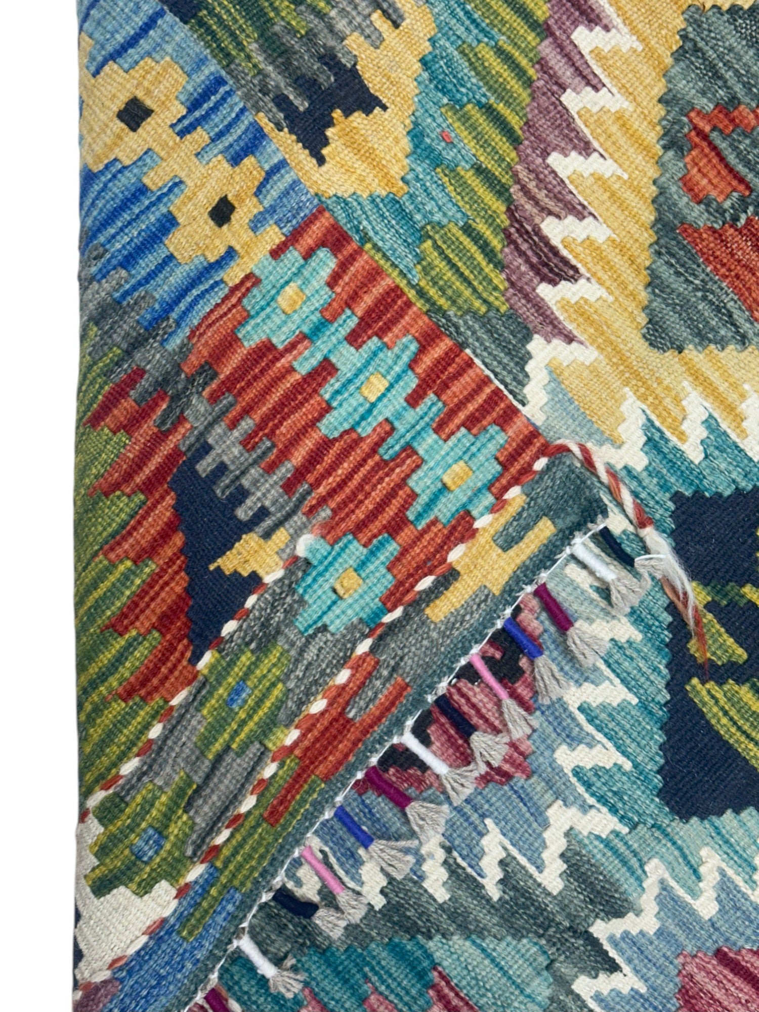 Hand-Woven Afghani Kilim Wool Rug 3'5" x 4'11"