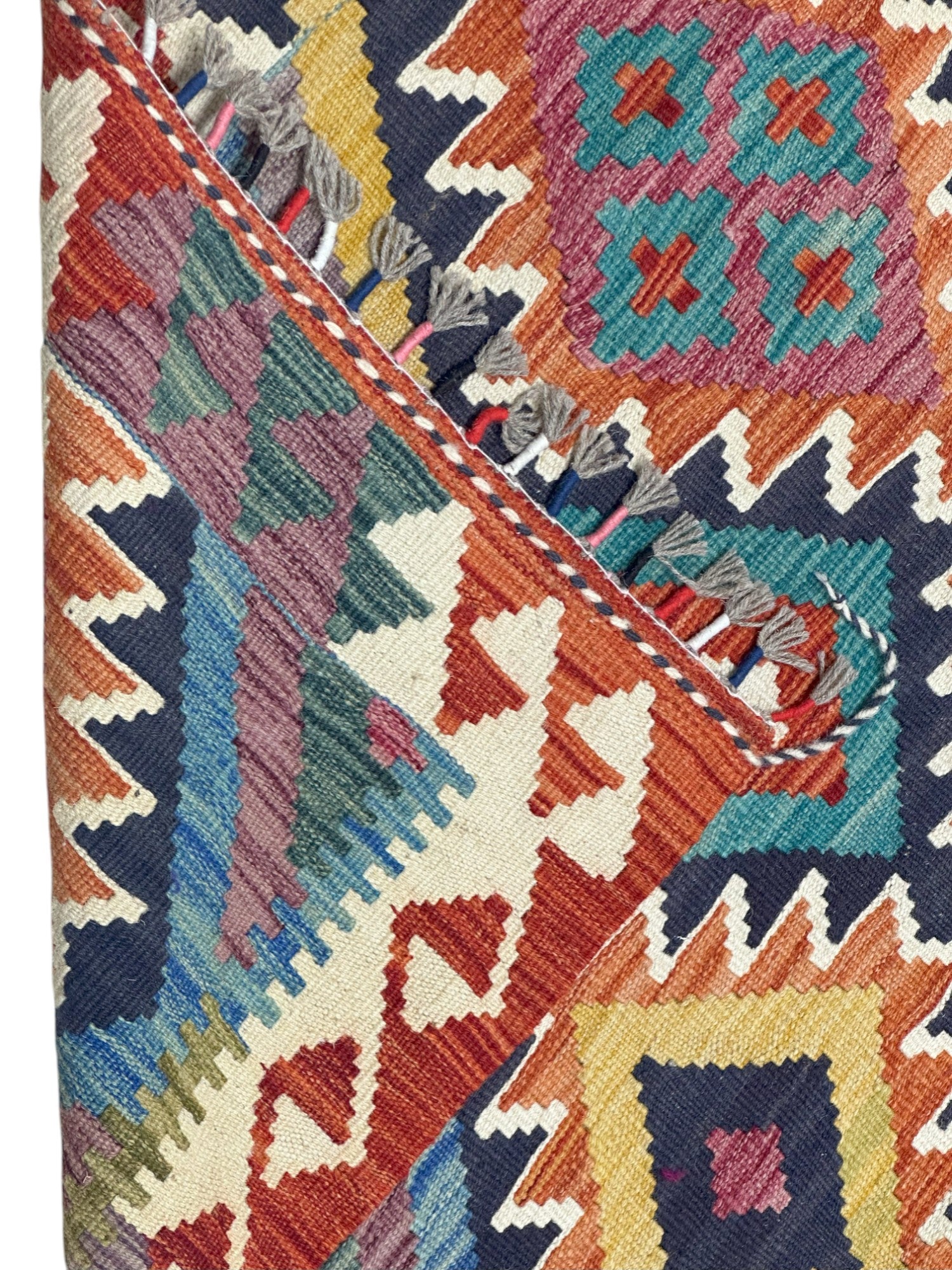 Hand-Woven Afghani Kilim Wool Rug 3'4" x 4'11"